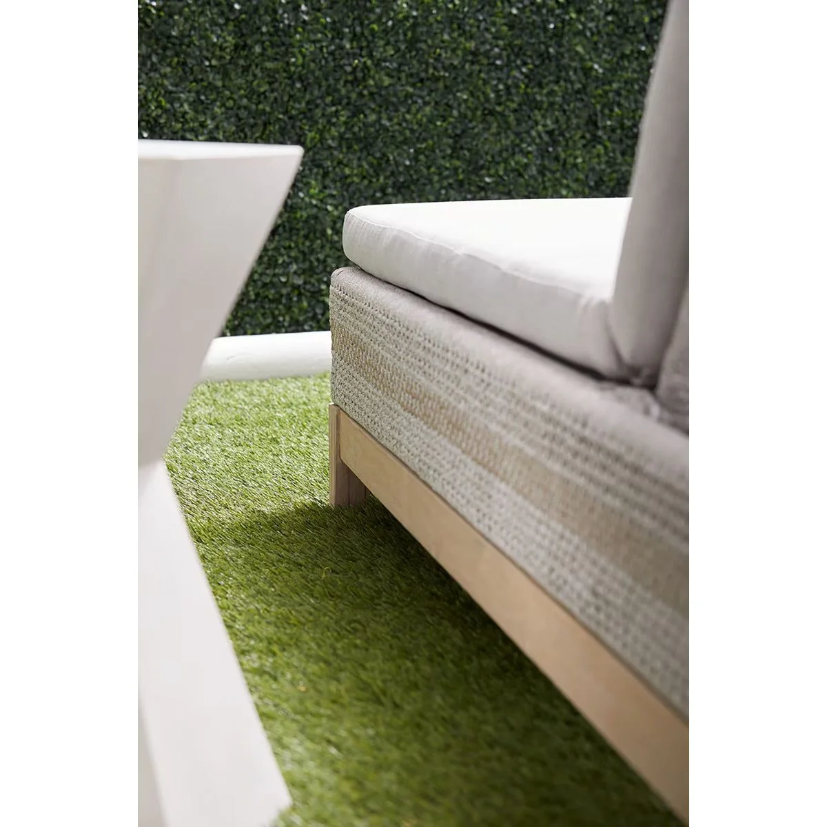 Essentials For Living Tapestry Outdoor Chaise Lounge ~ Taupe & White Flat Rope, Taupe Stripe, Performance Pumice, Gray Teak - Image 11