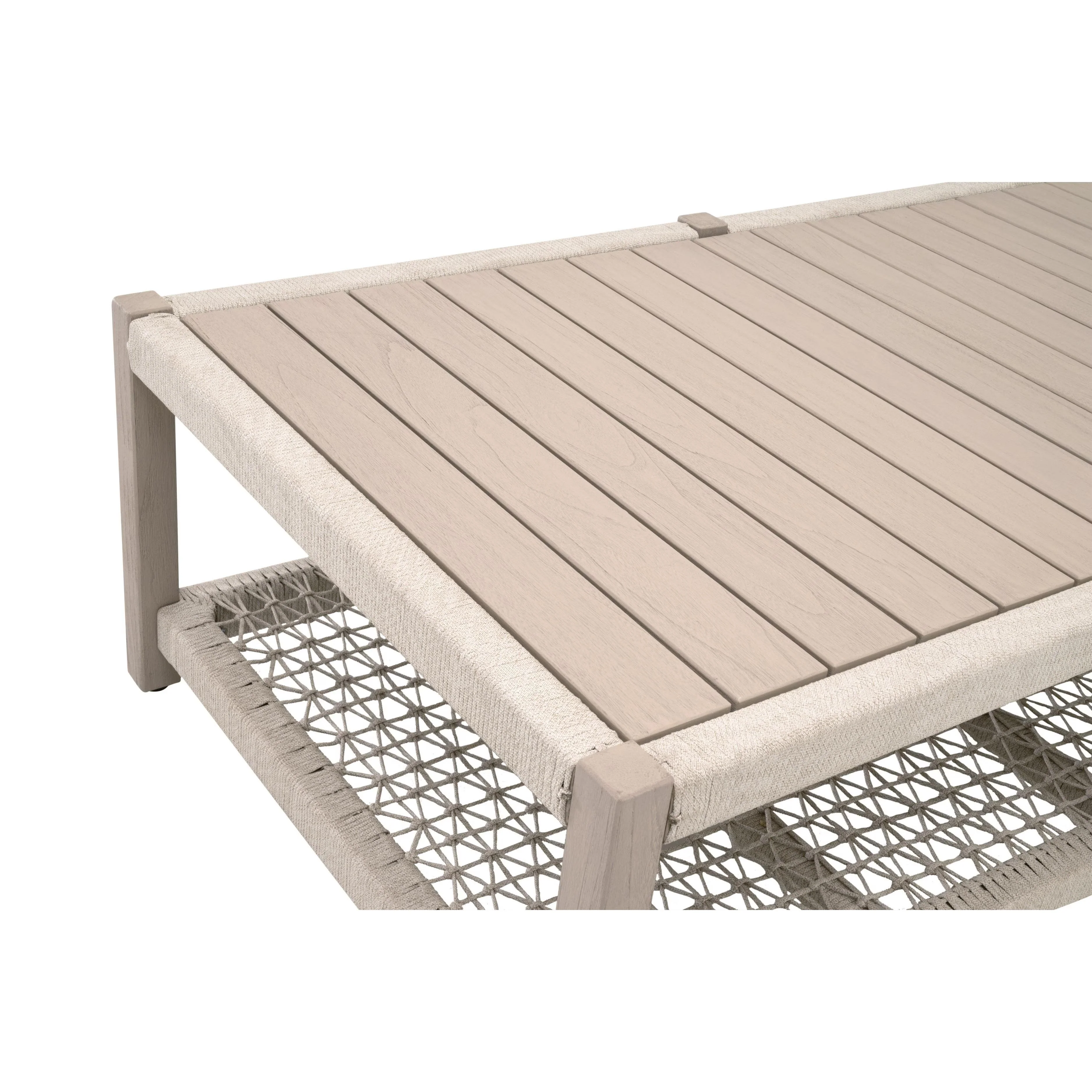 Essentials For Living Wrap Outdoor Coffee Table ~ Oat Flat Rope, Washed Ever Teak - Image 4