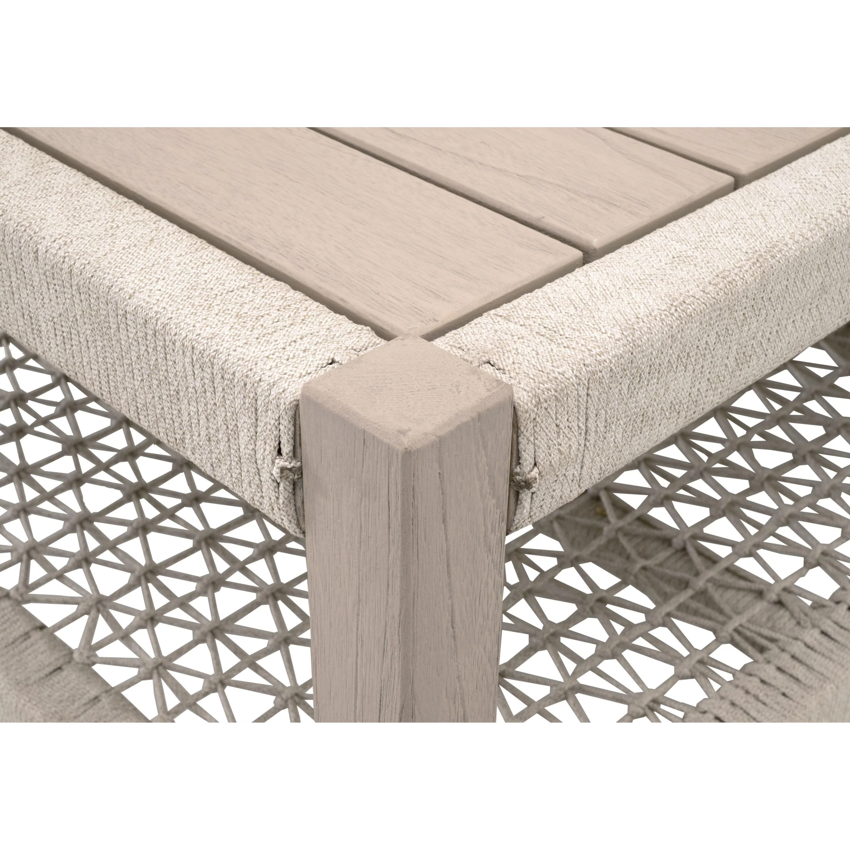 Essentials For Living Wrap Outdoor Coffee Table ~ Oat Flat Rope, Washed Ever Teak - Image 5
