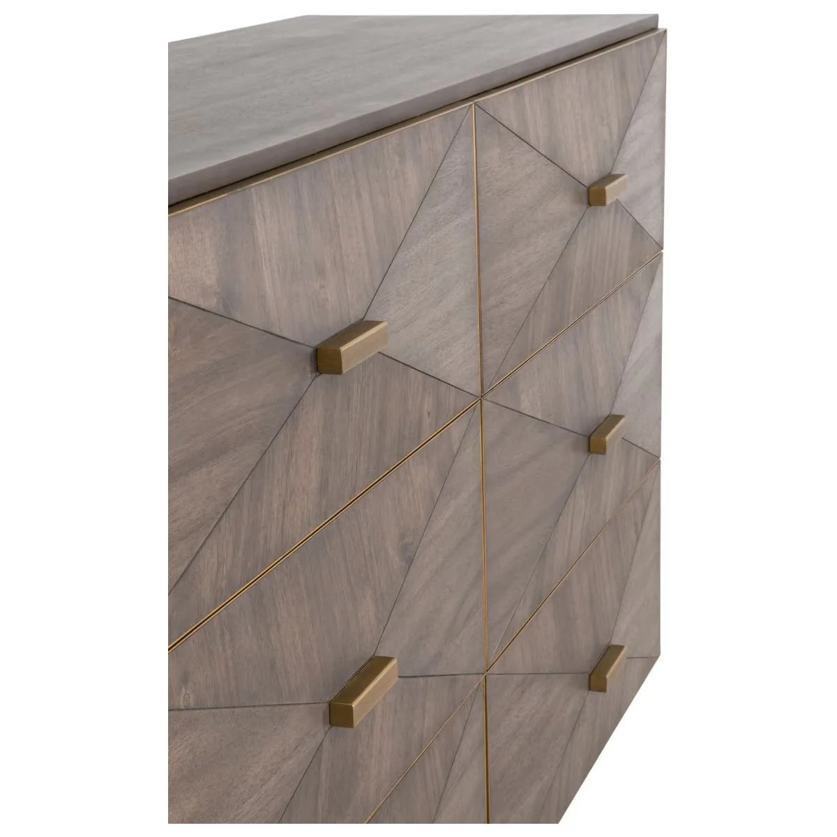 Essentials For Living Wynn 6-Drawer Double Dresser ~ Burnished Brown Acacia With Brushed Gold Hardware - Image 5