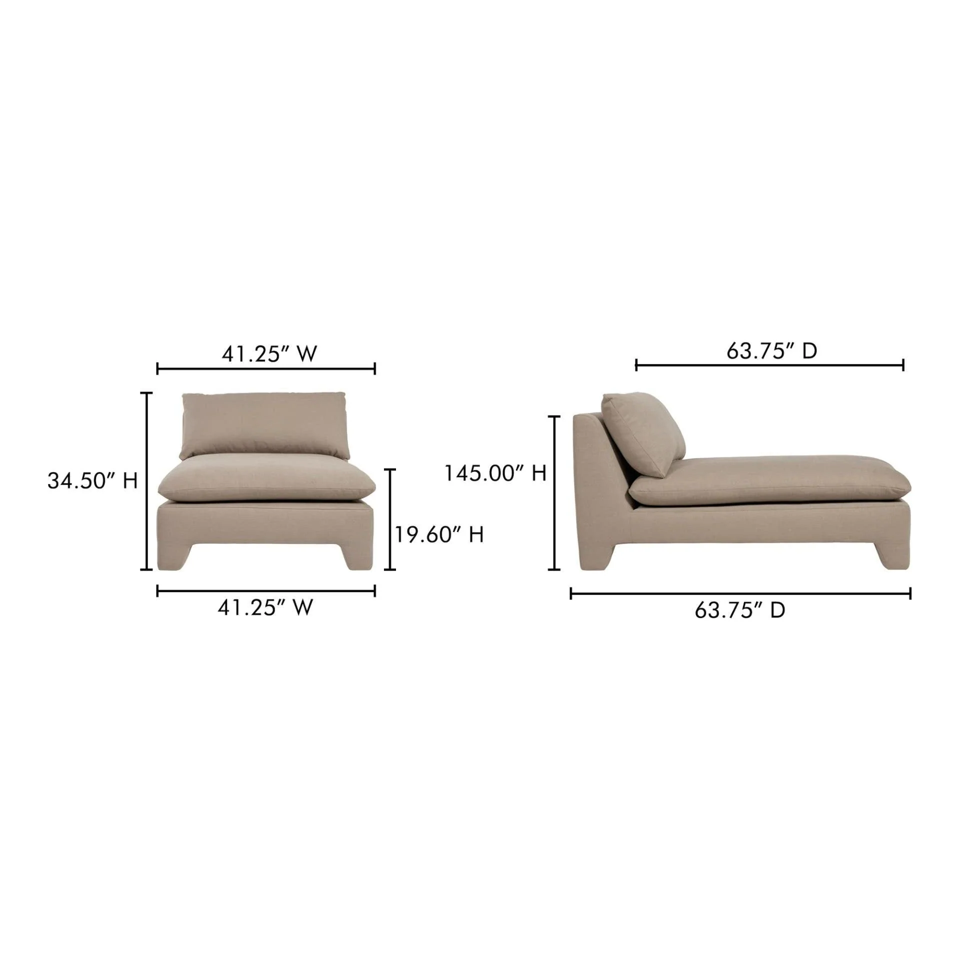 Moe’s Home Collection Estelle Flax Linen Chaise - Image 9
