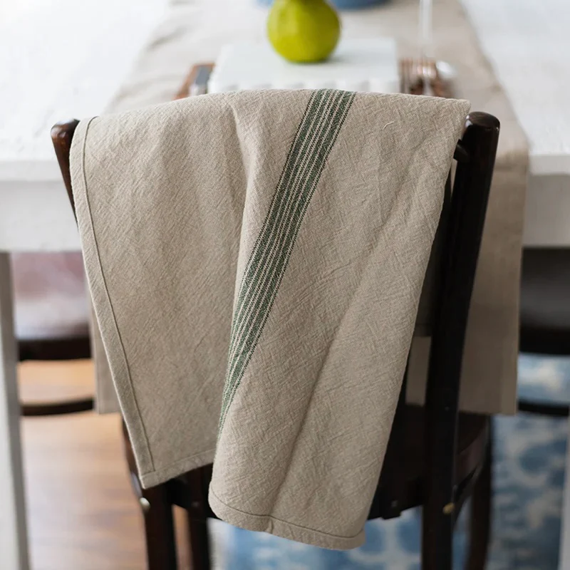 etúHOME Vintage Spruce Green Stripe Kitchen Tea Towels ~ Set of 2 ~ IN-STORE PURCHASE ONLY - Image 3