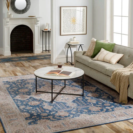 Surya Evana Modern White Marble Top With Black Metal Base Set Of 2 Nesting Accent Tables EAN-002 - Image 2