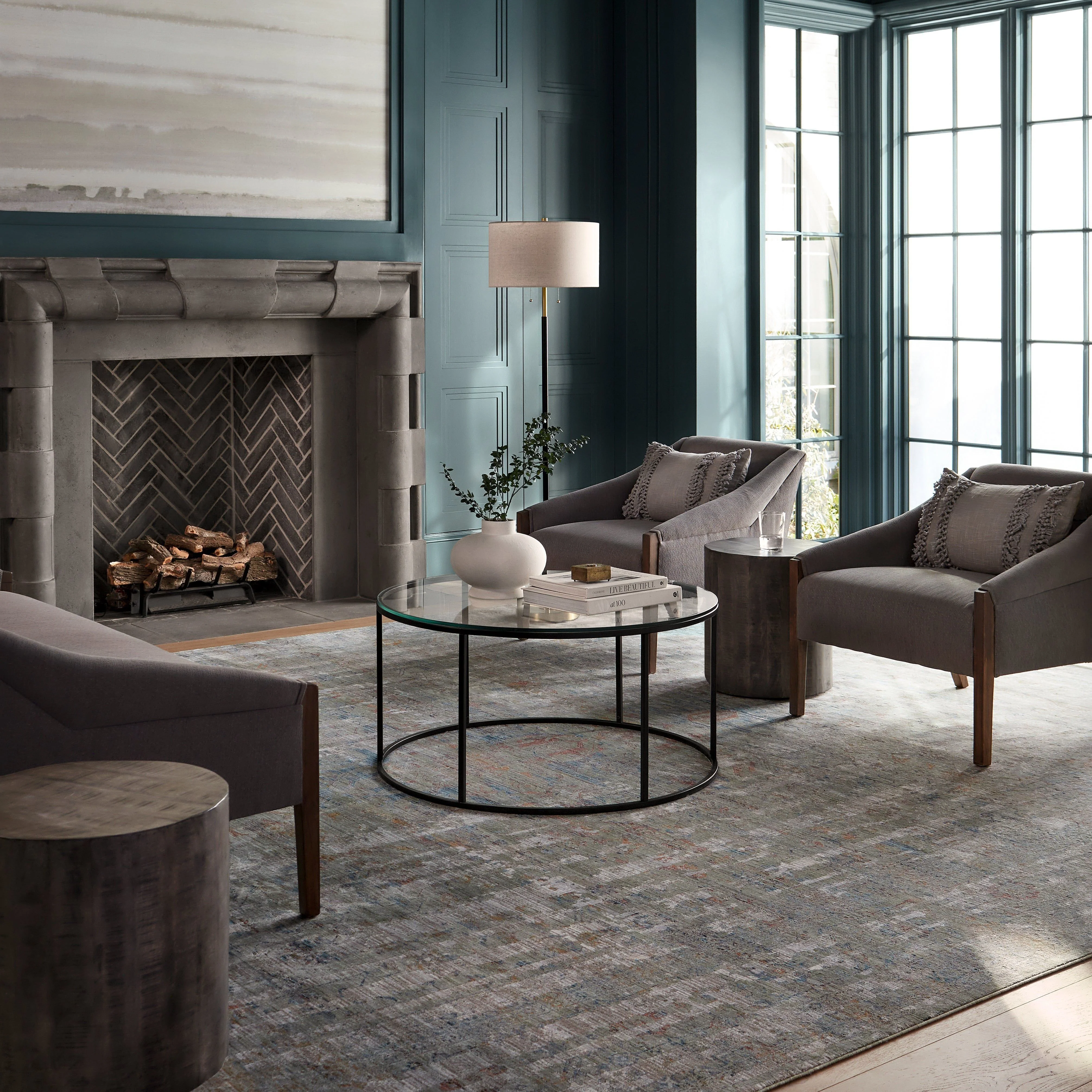 Surya Findlay Modern Grey Slope Arm Accent Chair - Image 9