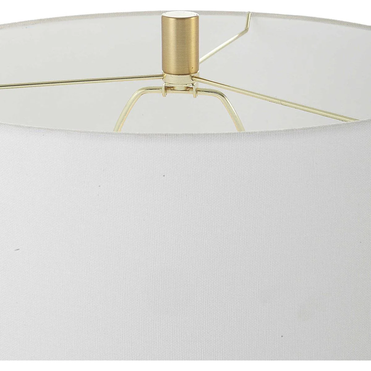 Casa Bella Living White Linen Shade with Gold Rings and Black Metal Base Modern Floor Lamp - Image 6