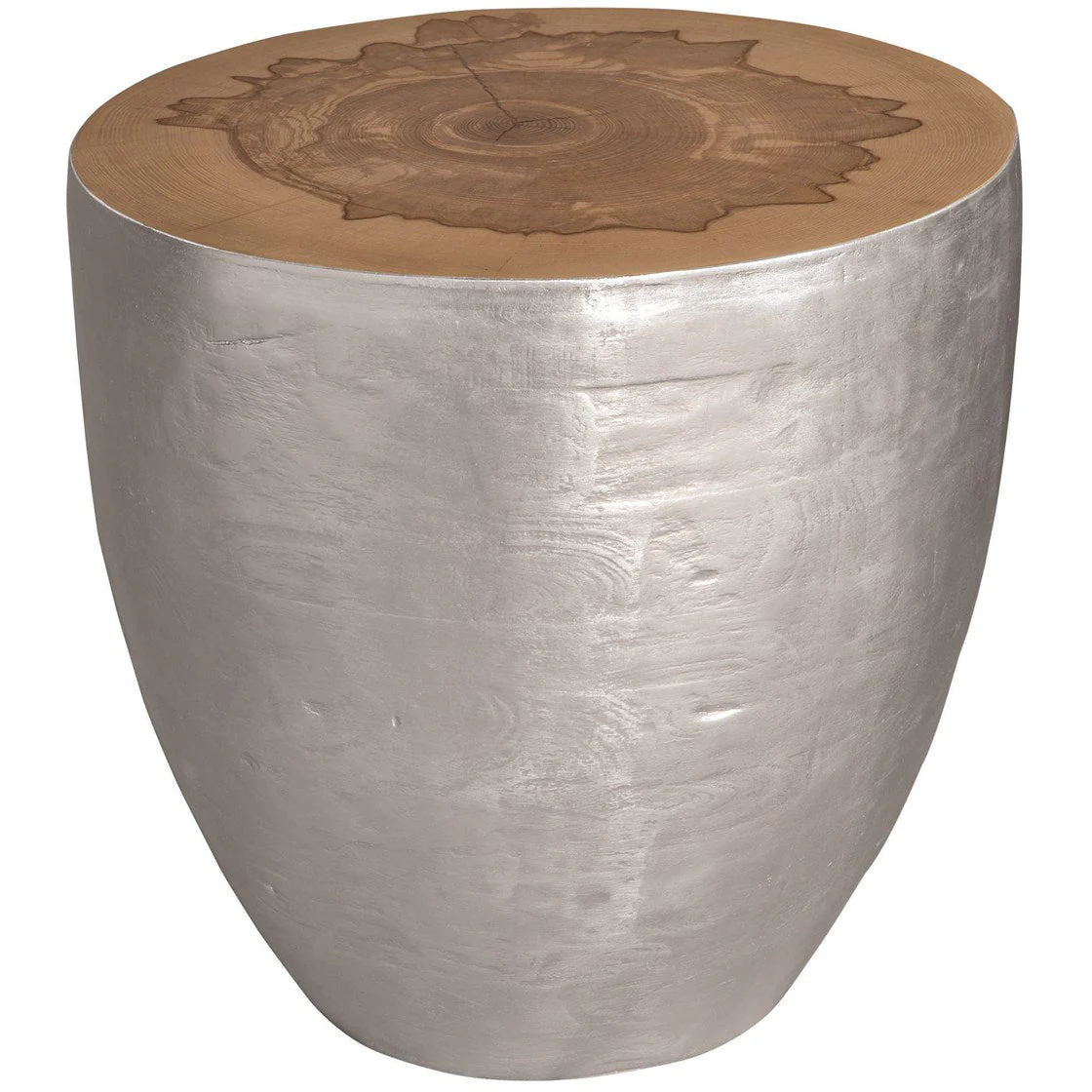 Uttermost Gannet Glazed Silver Leaf Modern Round End Table - Image 2