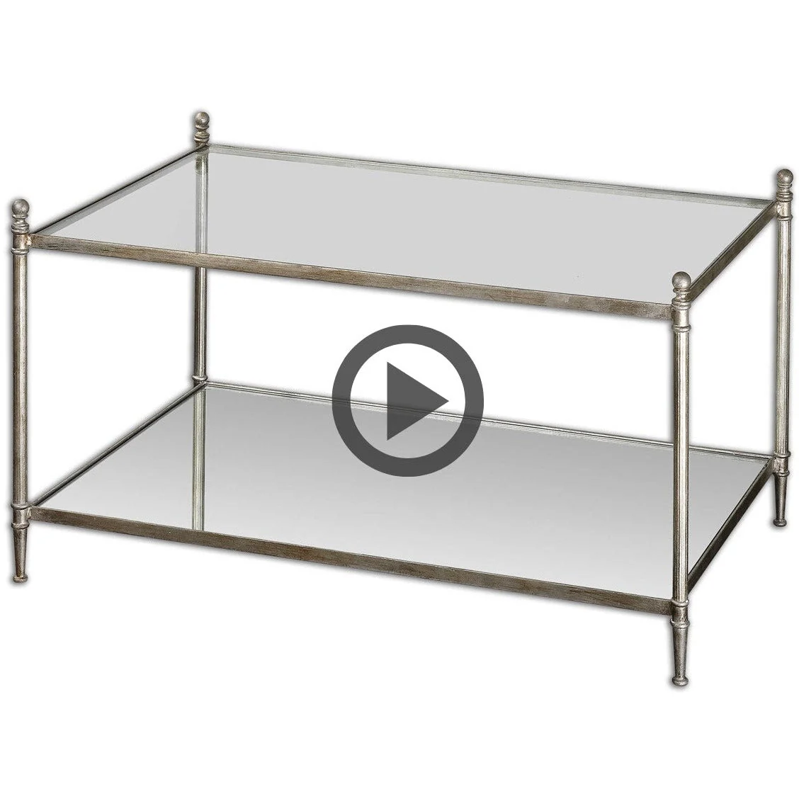 Uttermost Gannon Glass Top With Antiqued Silver Leaf Iron Coffee Table - Image 7
