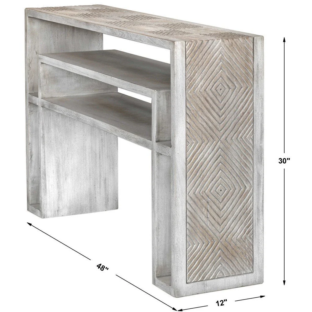 Uttermost Genera Aged Bone Wood Modern Console Table - Image 6