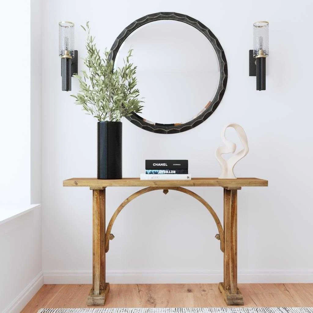 Uttermost Genessis Reclaimed Fir Wood Rustic Modern Console Table
