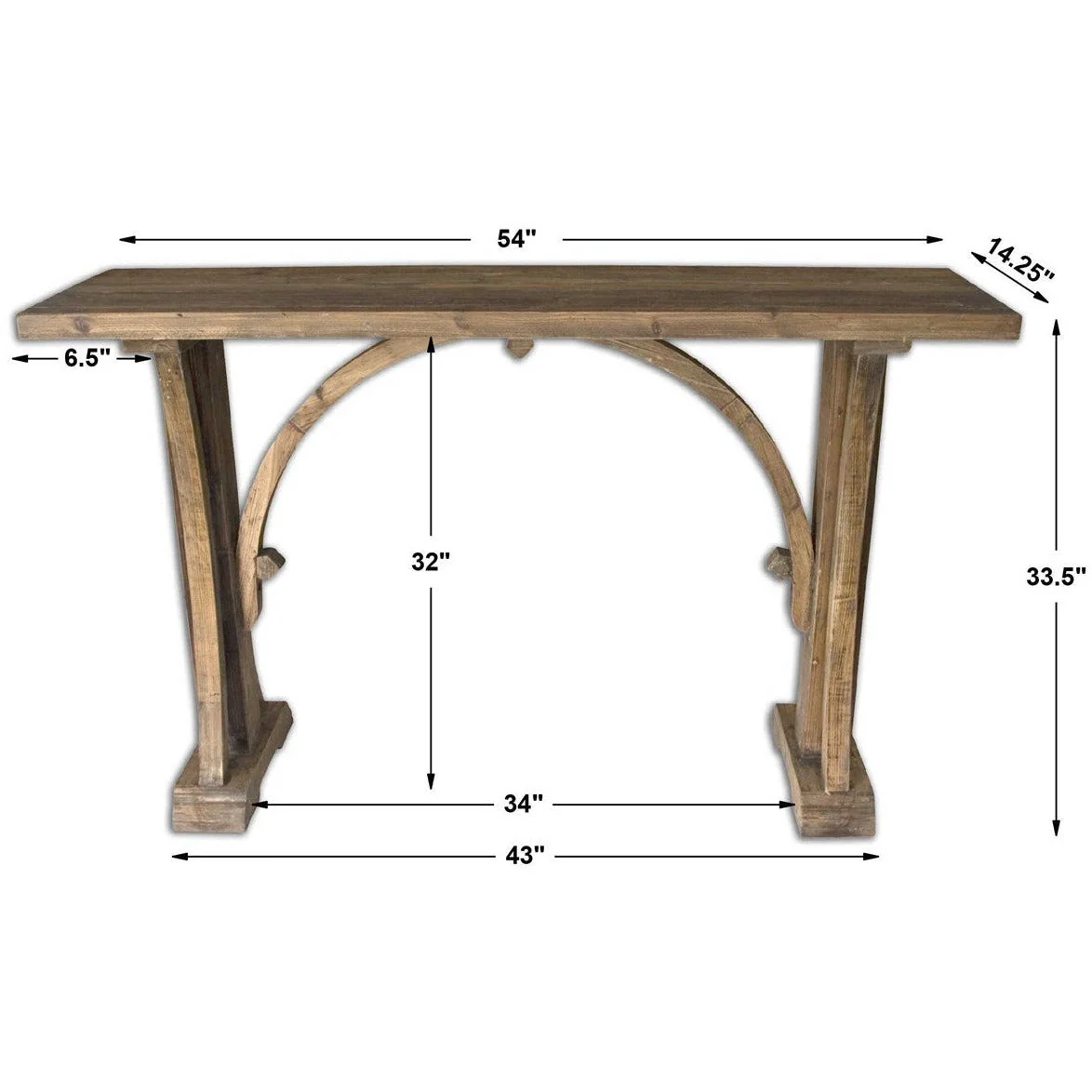 Uttermost Genessis Reclaimed Fir Wood Rustic Modern Console Table - Image 6
