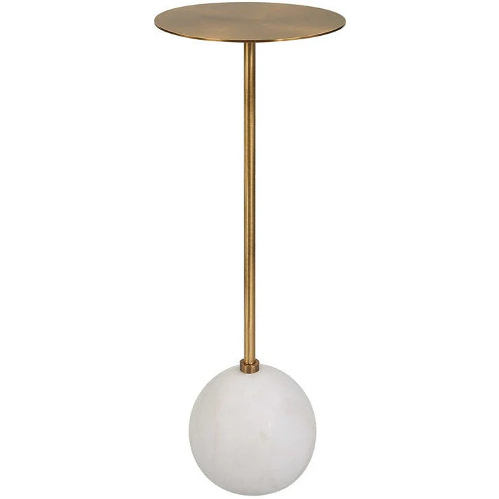 Uttermost Gimlet Brass With White Marble Modern Round Drink Table - Image 2