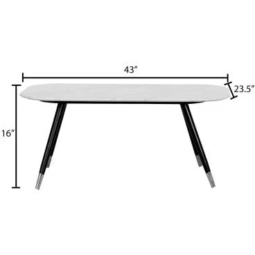 Surya Grandeur Modern White Marble Top With Black Wood & Brass Base Coffee Table GUR-001 - Image 6