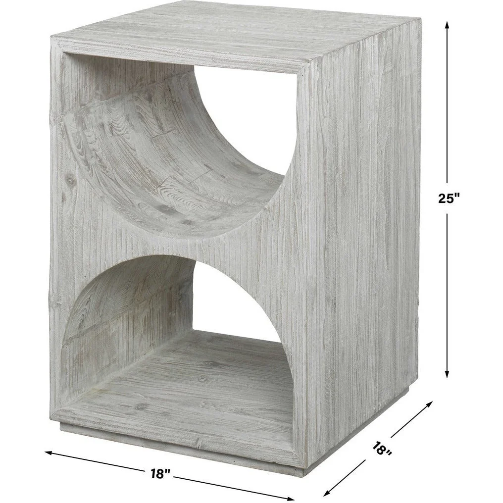 Uttermost Hans Distressed Ivory Fir Wood Scandinavian Style Side Table - Image 5