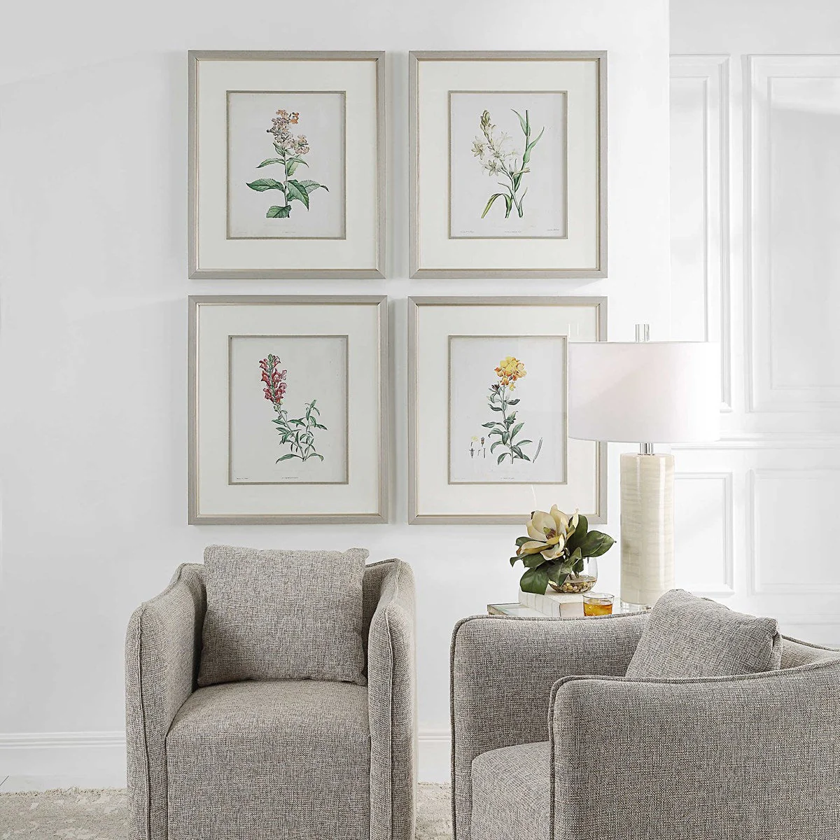 Uttermost Heirloom Blooms Study Set of 4 Framed Prints