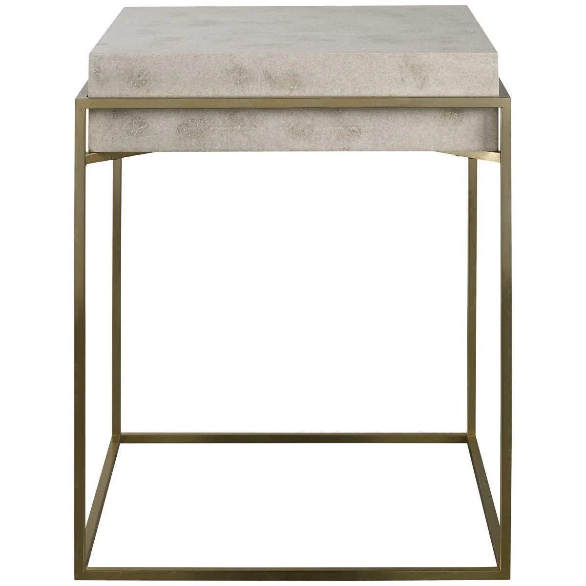 Uttermost Inda Ivory Burl Top With Brushed Brass Steel Accent Table - Image 3