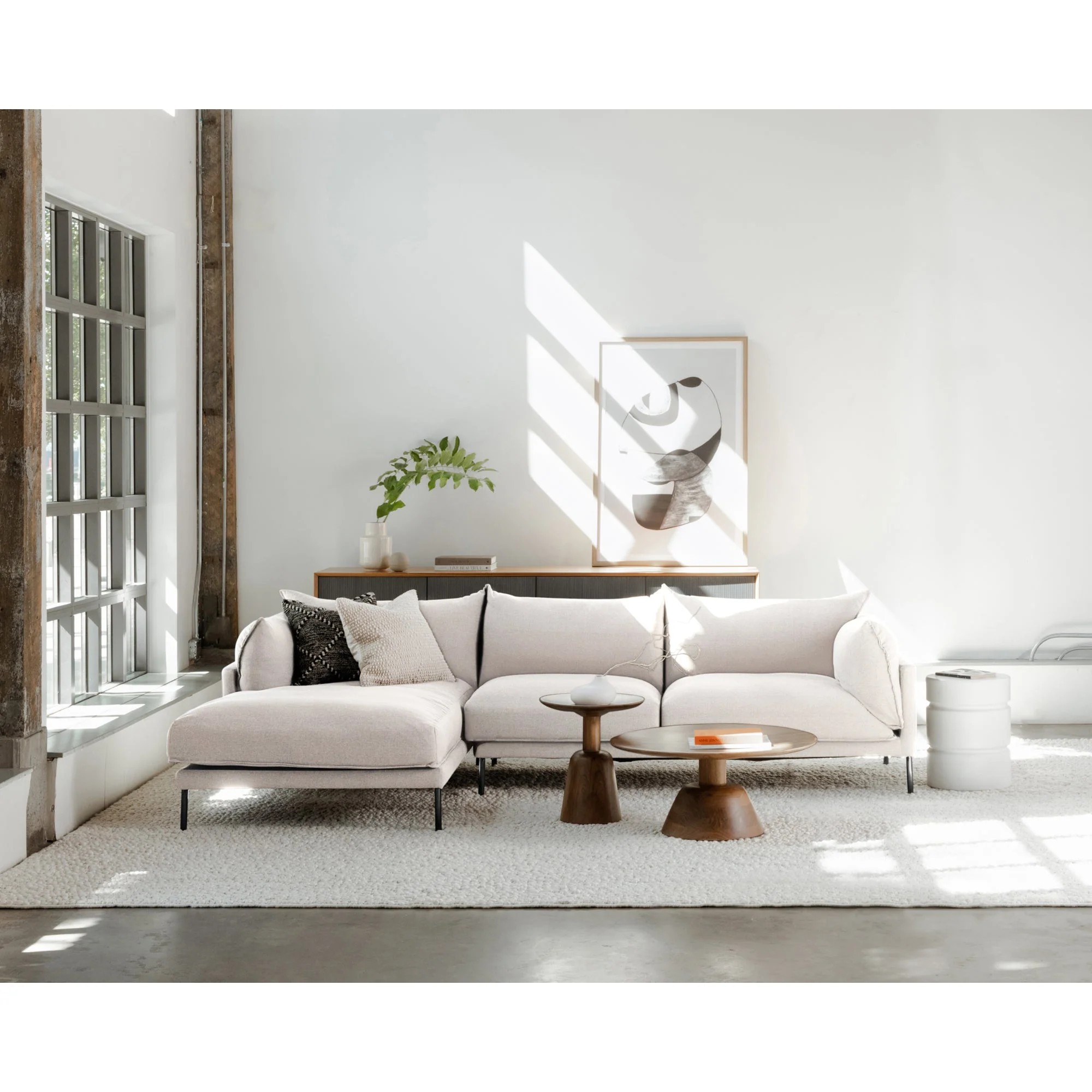 Moe's Home Collection Jamara Sandy Beige Left-Facing Sectional - Image 11
