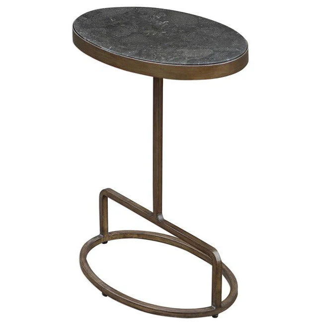 Uttermost Jessenia Bluestone Top With Antiqued Gold Iron Modern Accent Table - Image 3