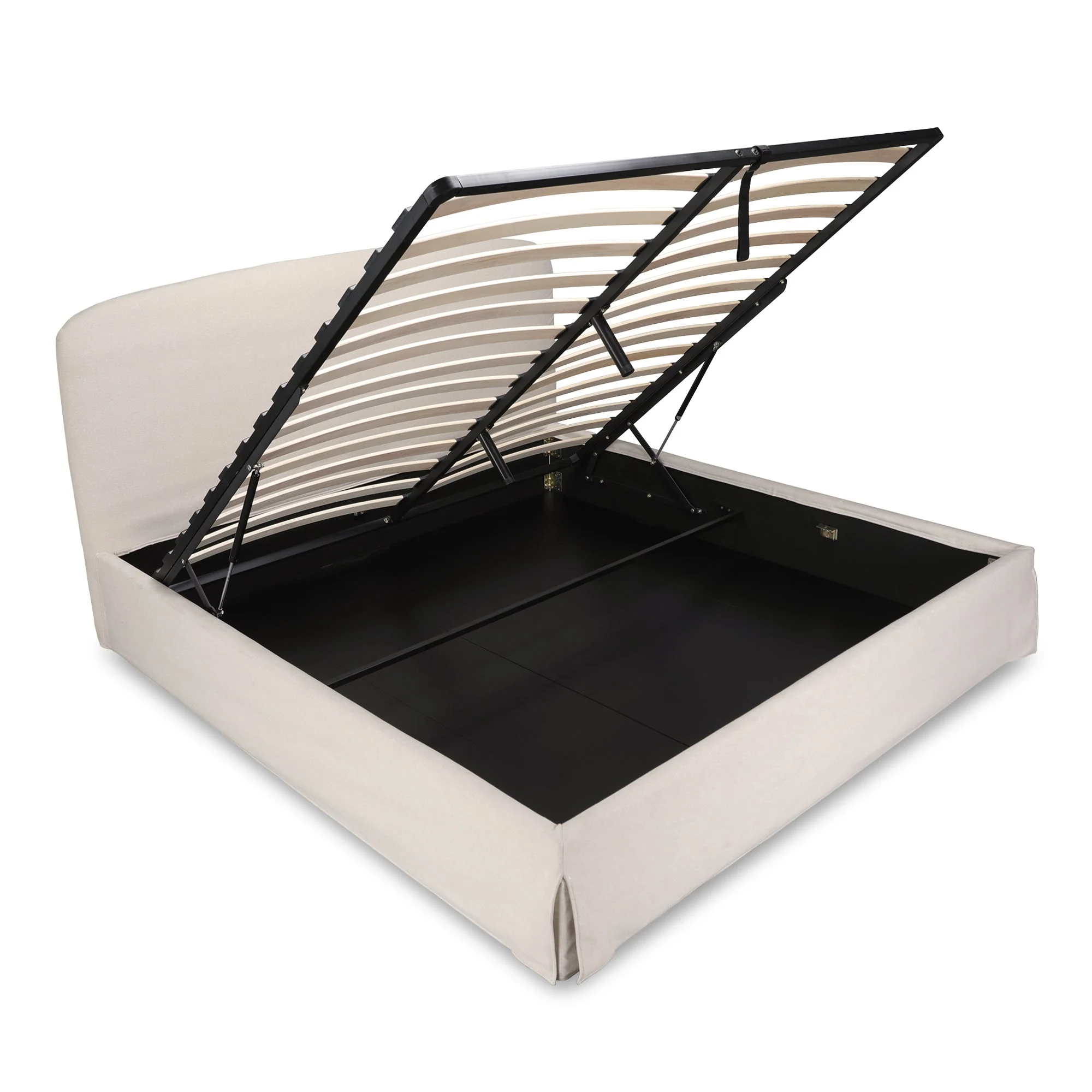 Moe's Home Collection Joan Cream Upholstered Queen Bed With Storage - Image 13