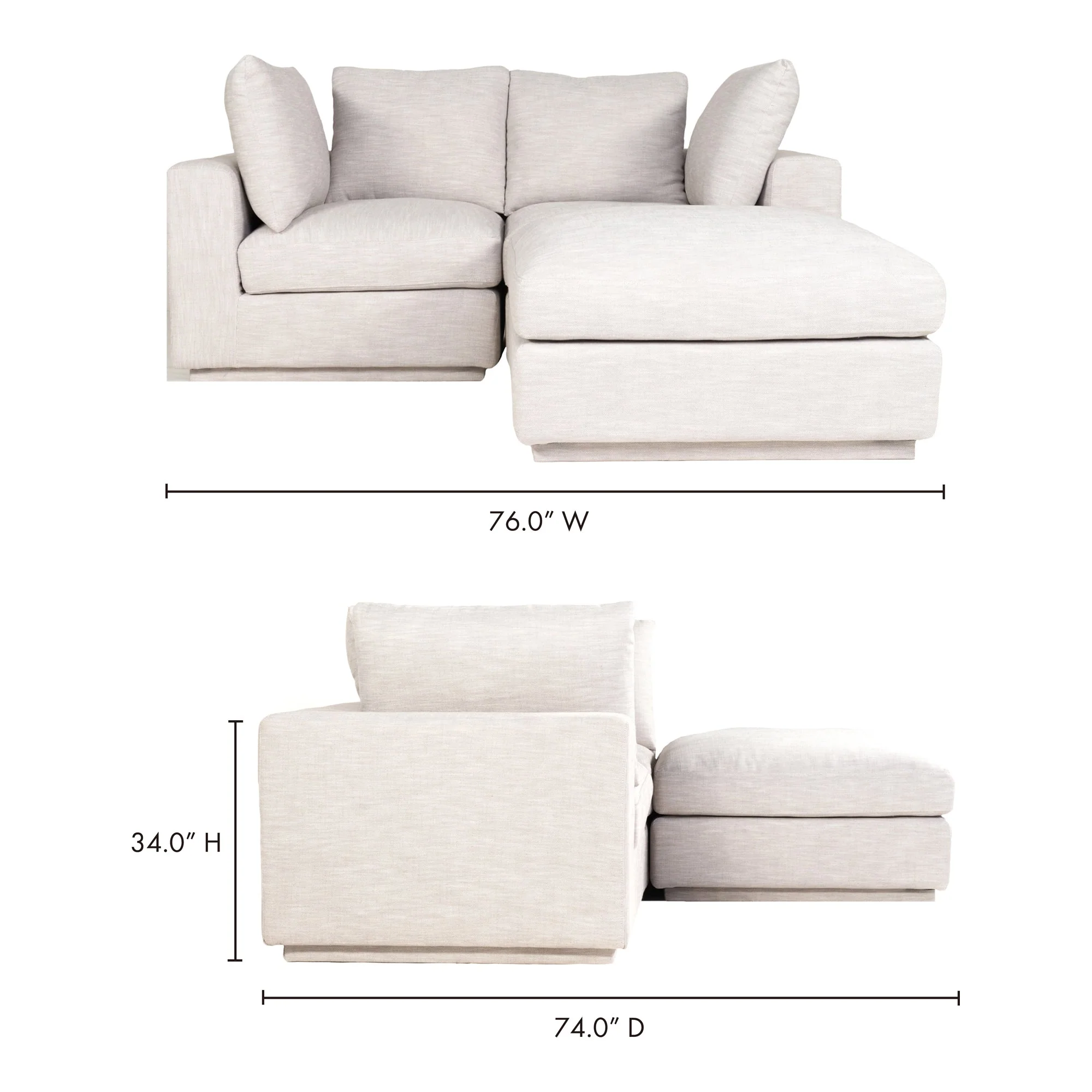 Moe's Home Collection Justin Grey Nook Modular Sectional - Image 5