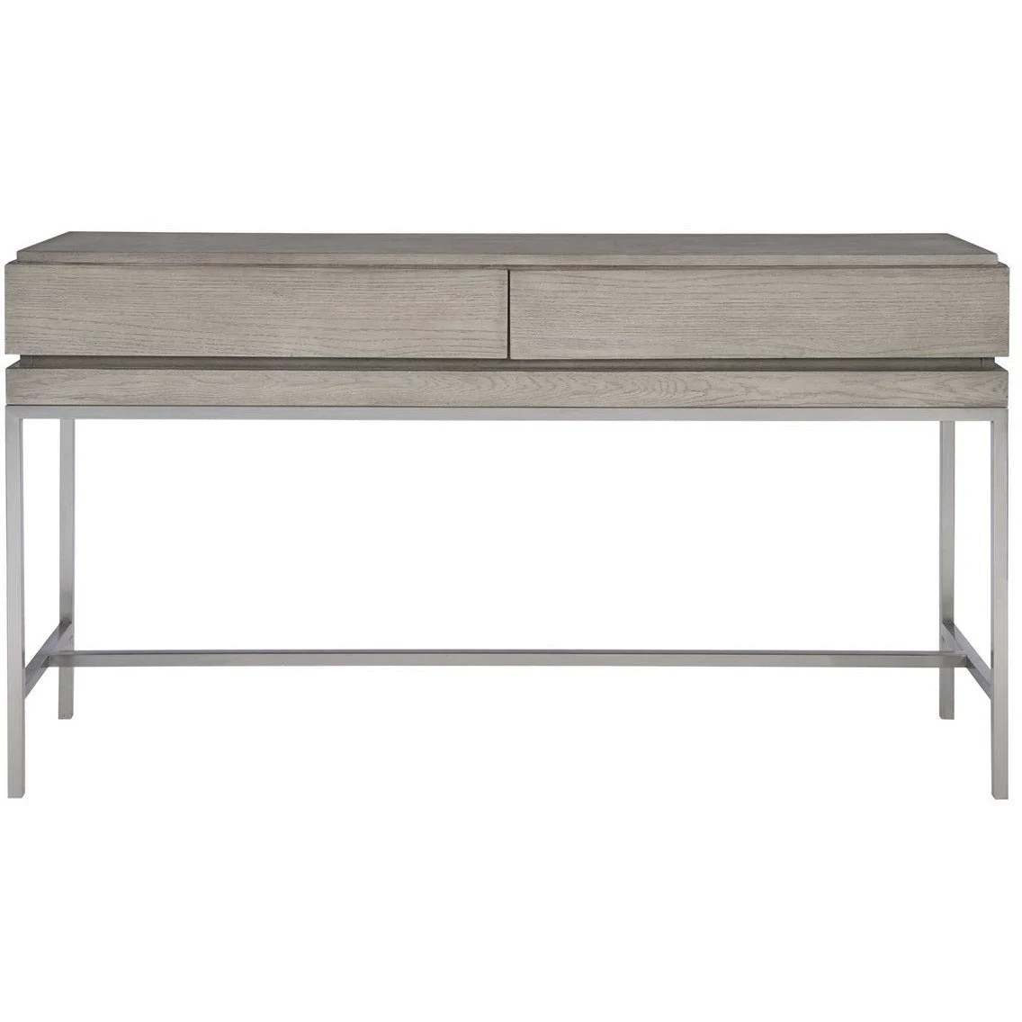 Uttermost Kamala Mushroom Gray Stain Oak With Brushed Nickel Steel Modern Console Table - Image 2