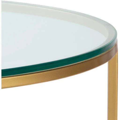 Surya Karen Modern Glass Top With Gold Metal Base Round Coffee Table KRE-001 - Image 8