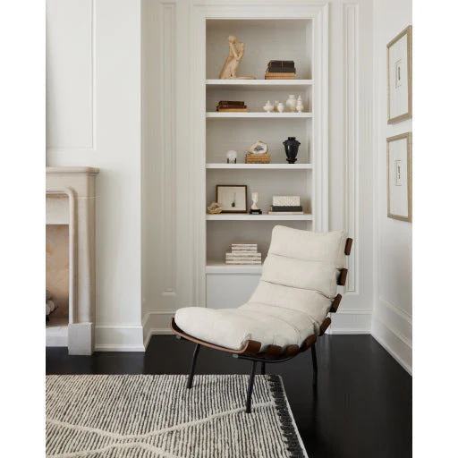Surya Laval Modern Channeled Lounge Accent Chair With Wood Back