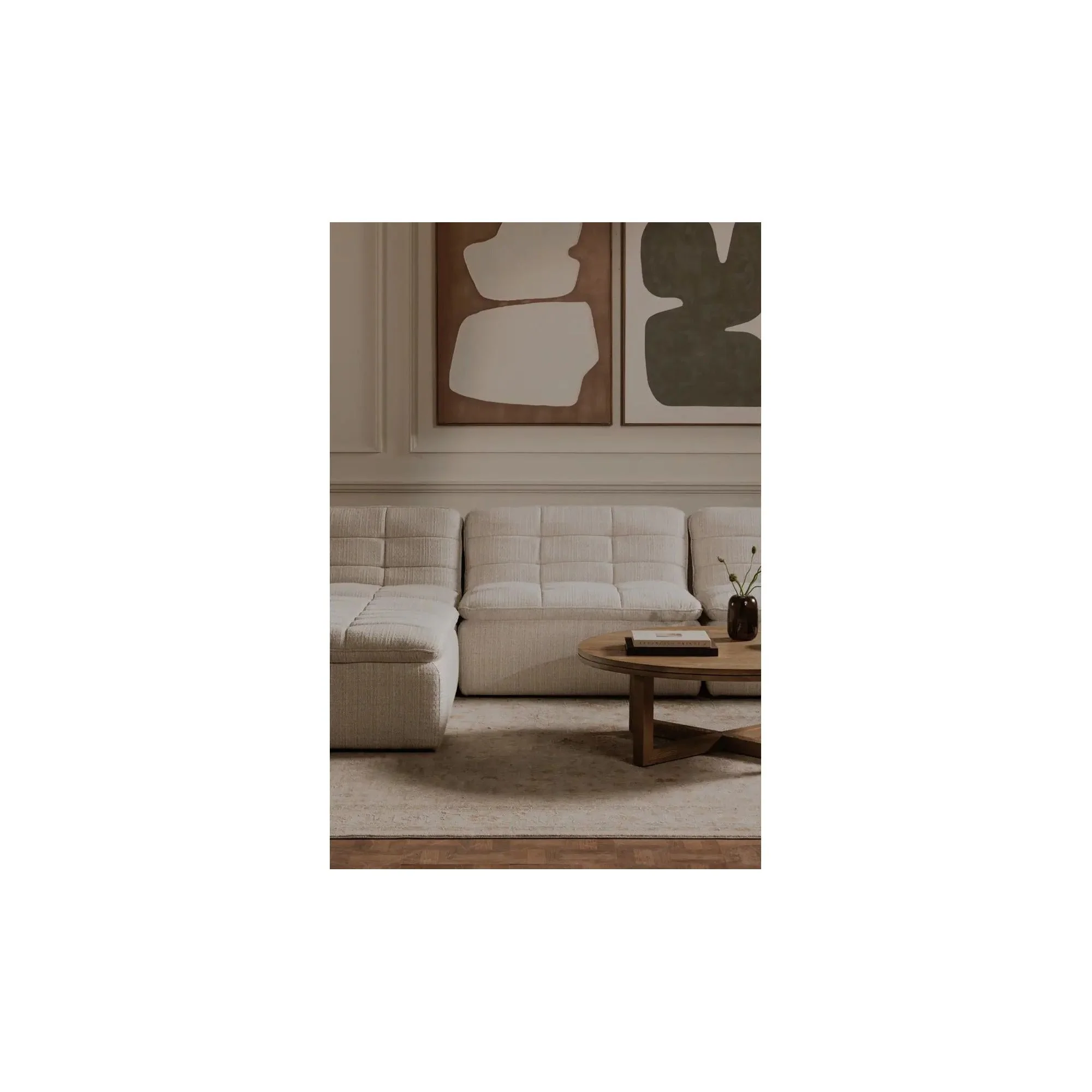 Moe’s Home Collection Lino Textured Oat Modular Ottoman - Image 3