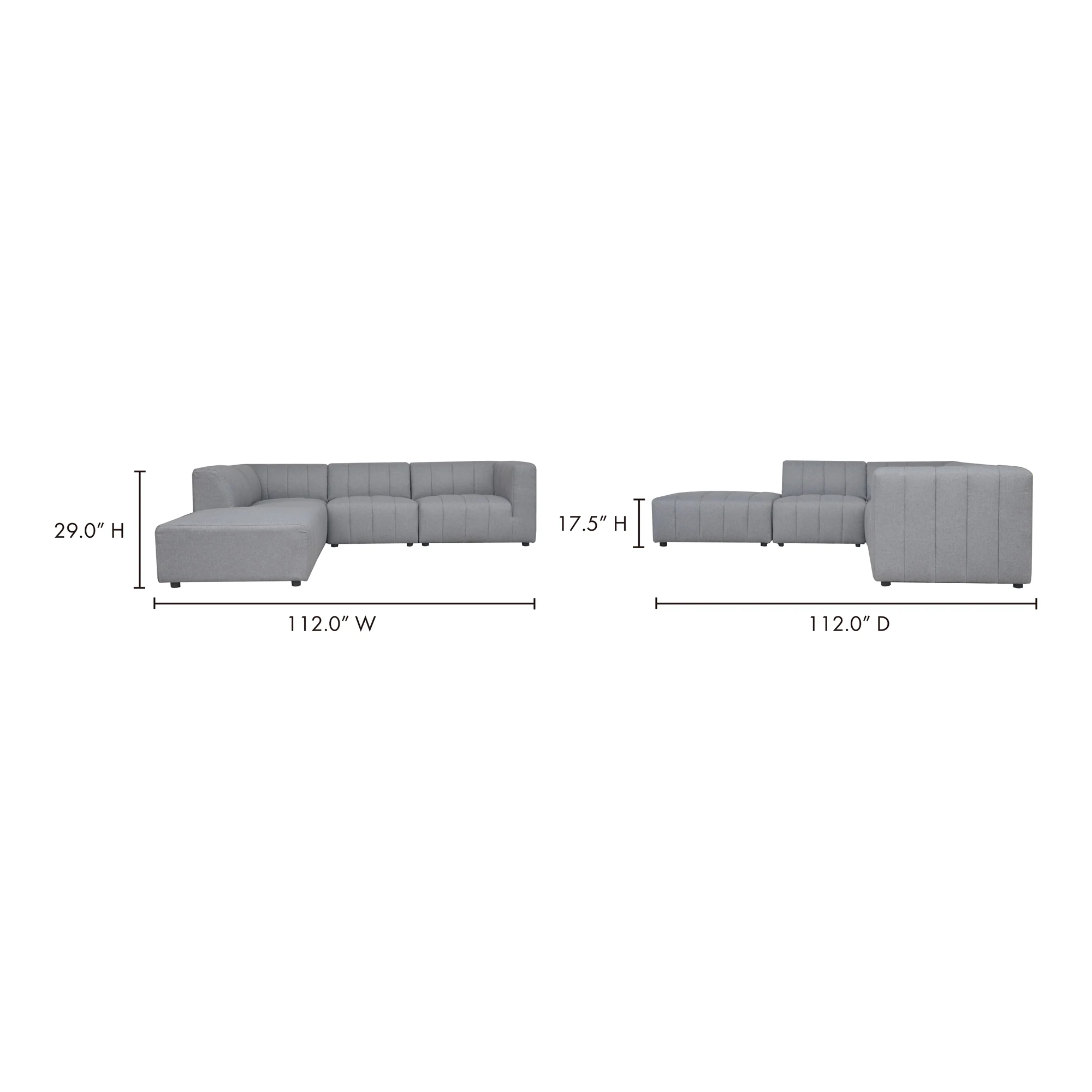 Moe's Home Collection Lyric Dream Grey Modular Left Facing Sectional - Image 7