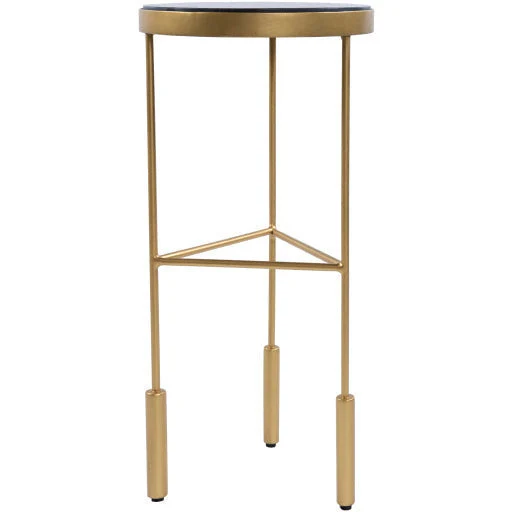 Surya Macon Modern Black Marble Top With Gold Metal Base Round Accent Side Table MAN-100 - Image 3