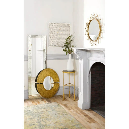 Surya Macon Modern Black Marble Top With Gold Metal Base Round Accent Side Table MAN-100 - Image 7