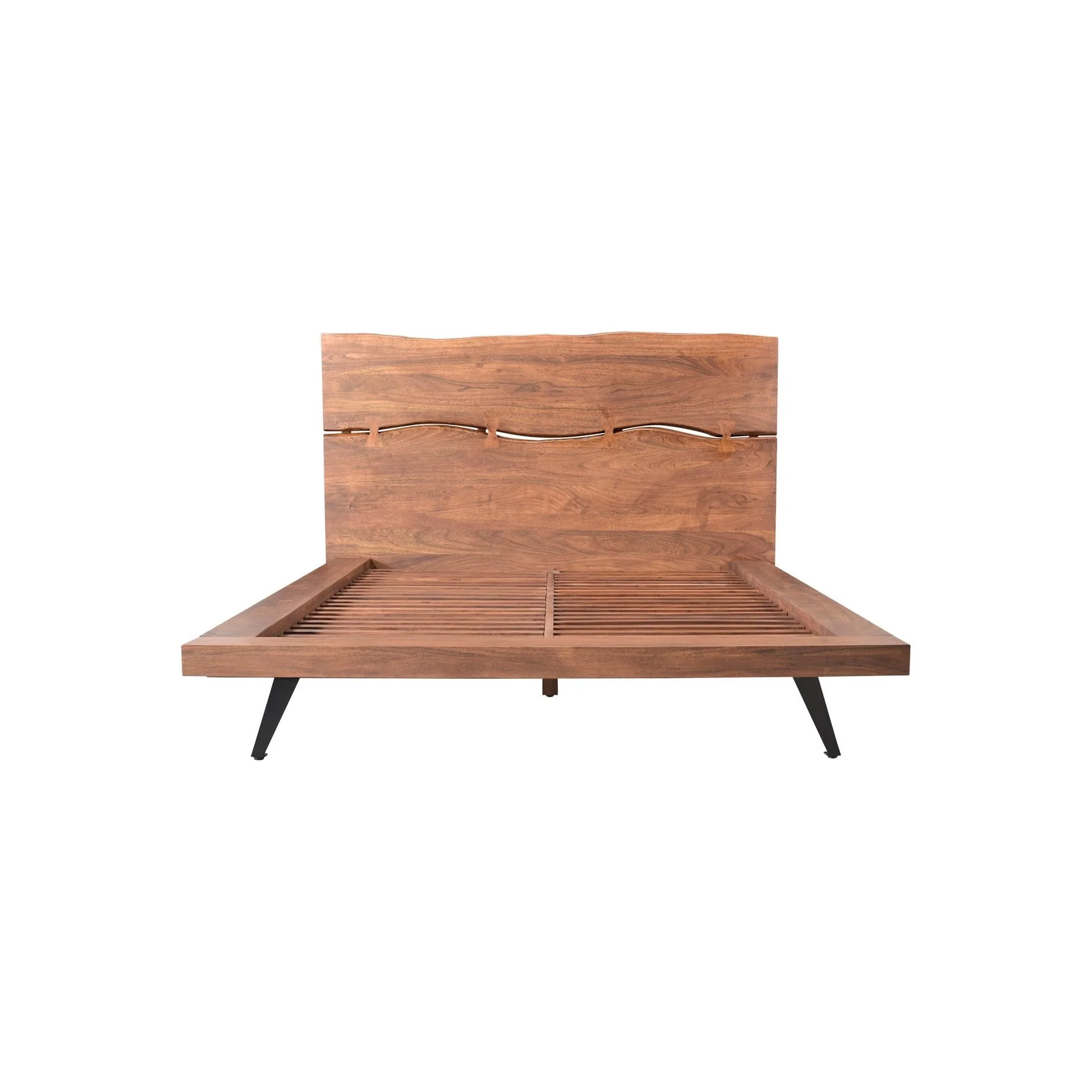 Moe's Home Collection Madagascar Brown Acacia Wood Platform Queen Size Bed - Image 5