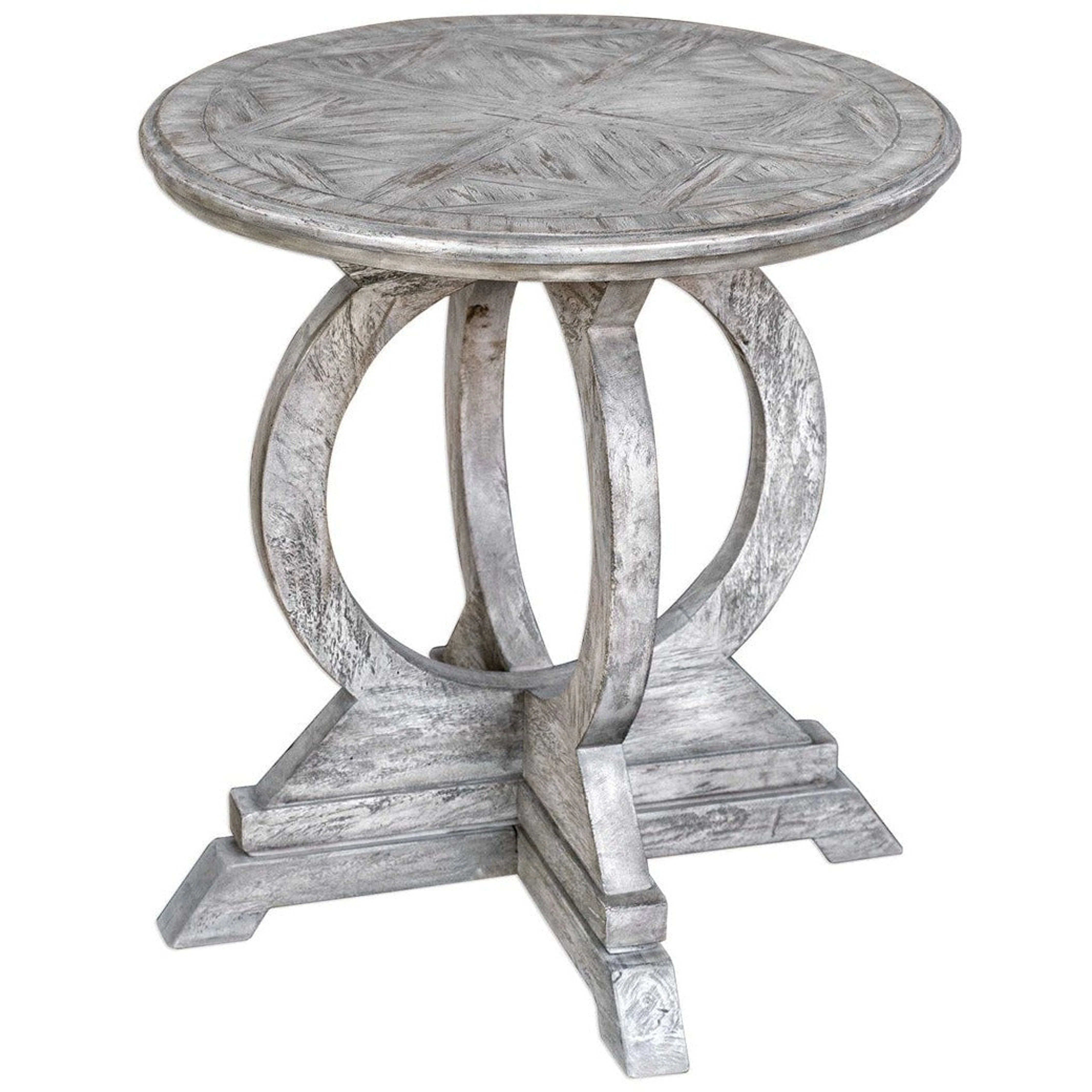 Uttermost Maiva Aged White Mango Wood Round Side Table - Image 5