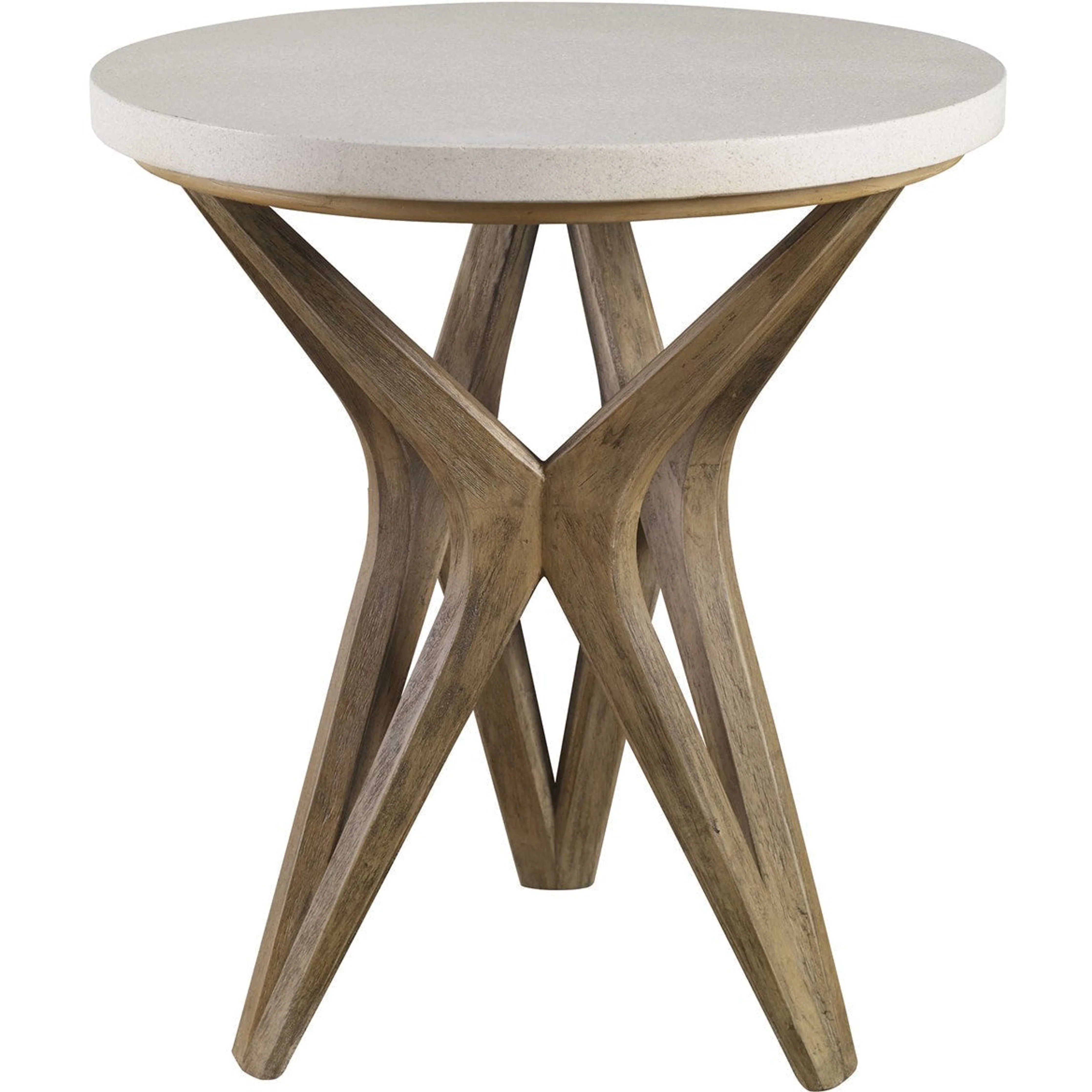 Uttermost Marnie Natural Ivory Limestone Top With Wood Base Side Table - Image 5