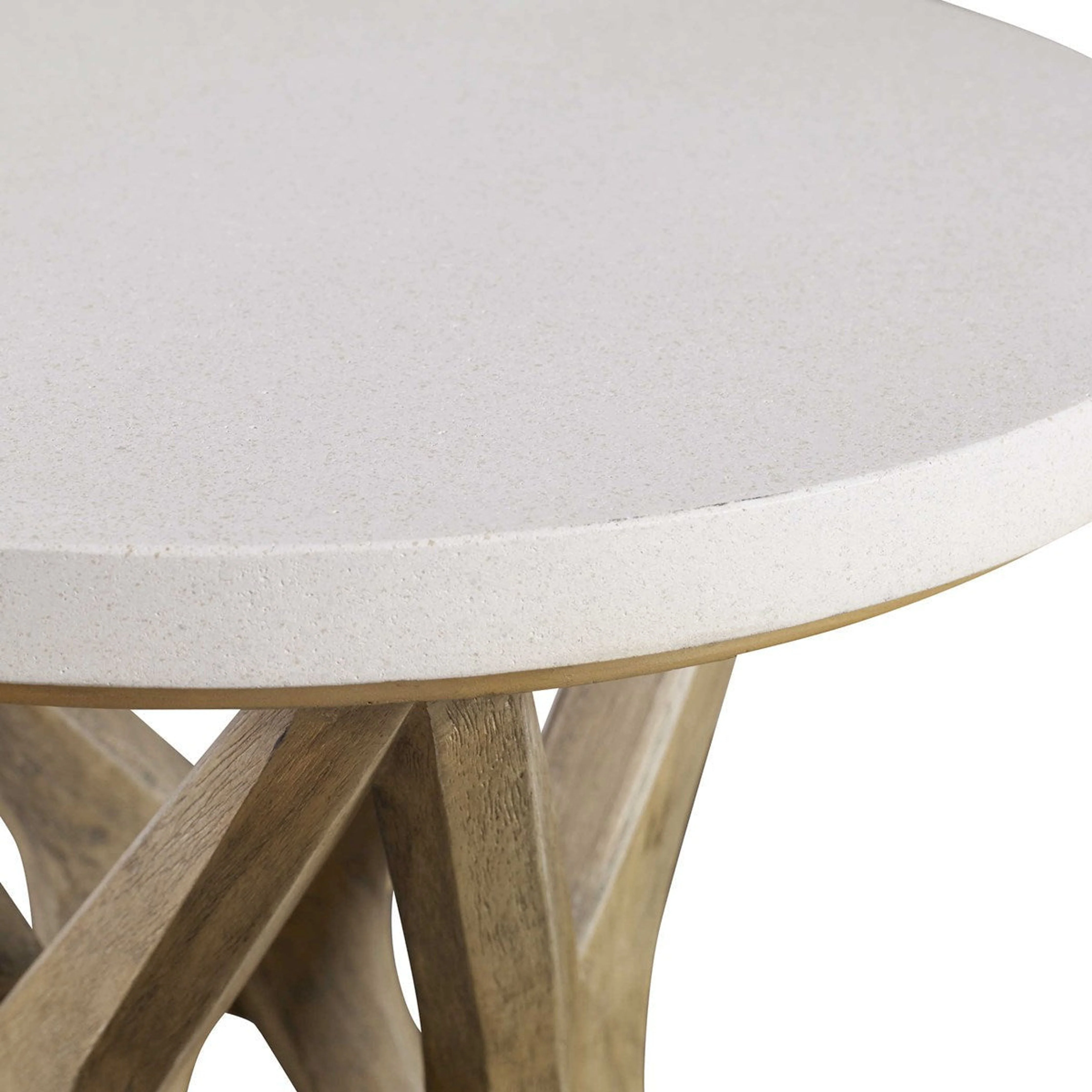 Uttermost Marnie Natural Ivory Limestone Top With Wood Base Side Table - Image 6