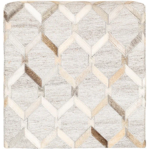 Surya Medora Modern Charcoal, Gray & Beige Pouf Ottoman MDPF-003 - Image 2