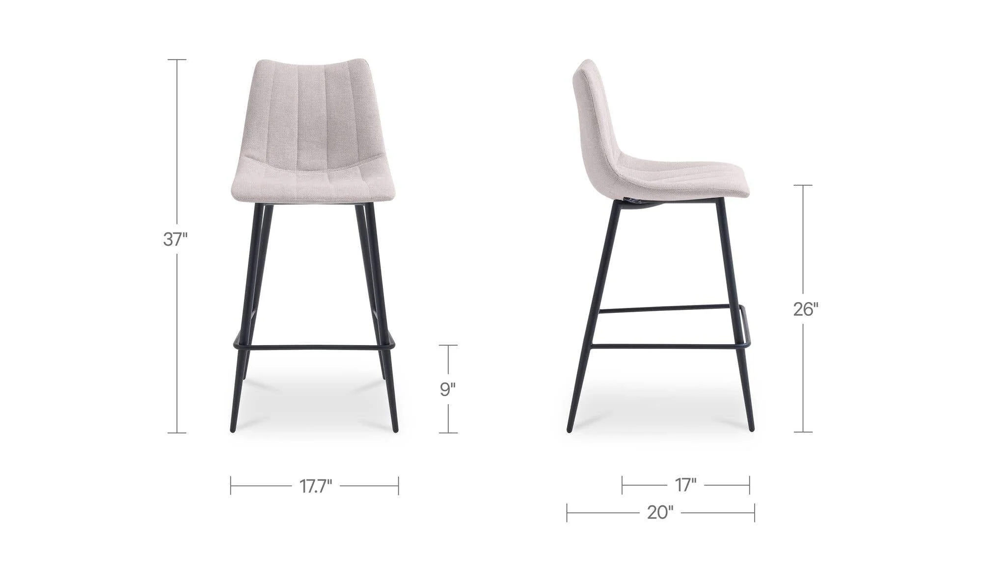 Moe's Home Alibi Counter Stool Beige-Set of Two - Image 8