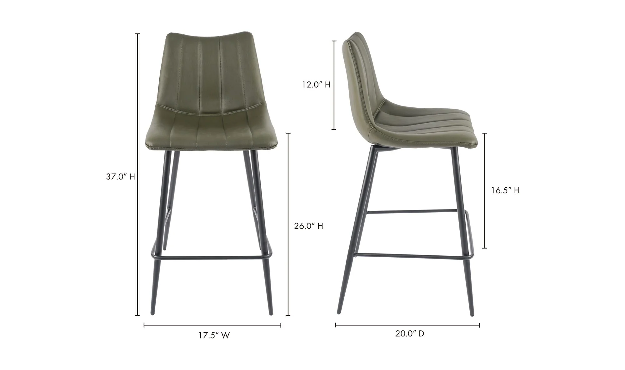 Moe's Home Alibi Counter Stool Dark Green - Set Of Two - Image 10