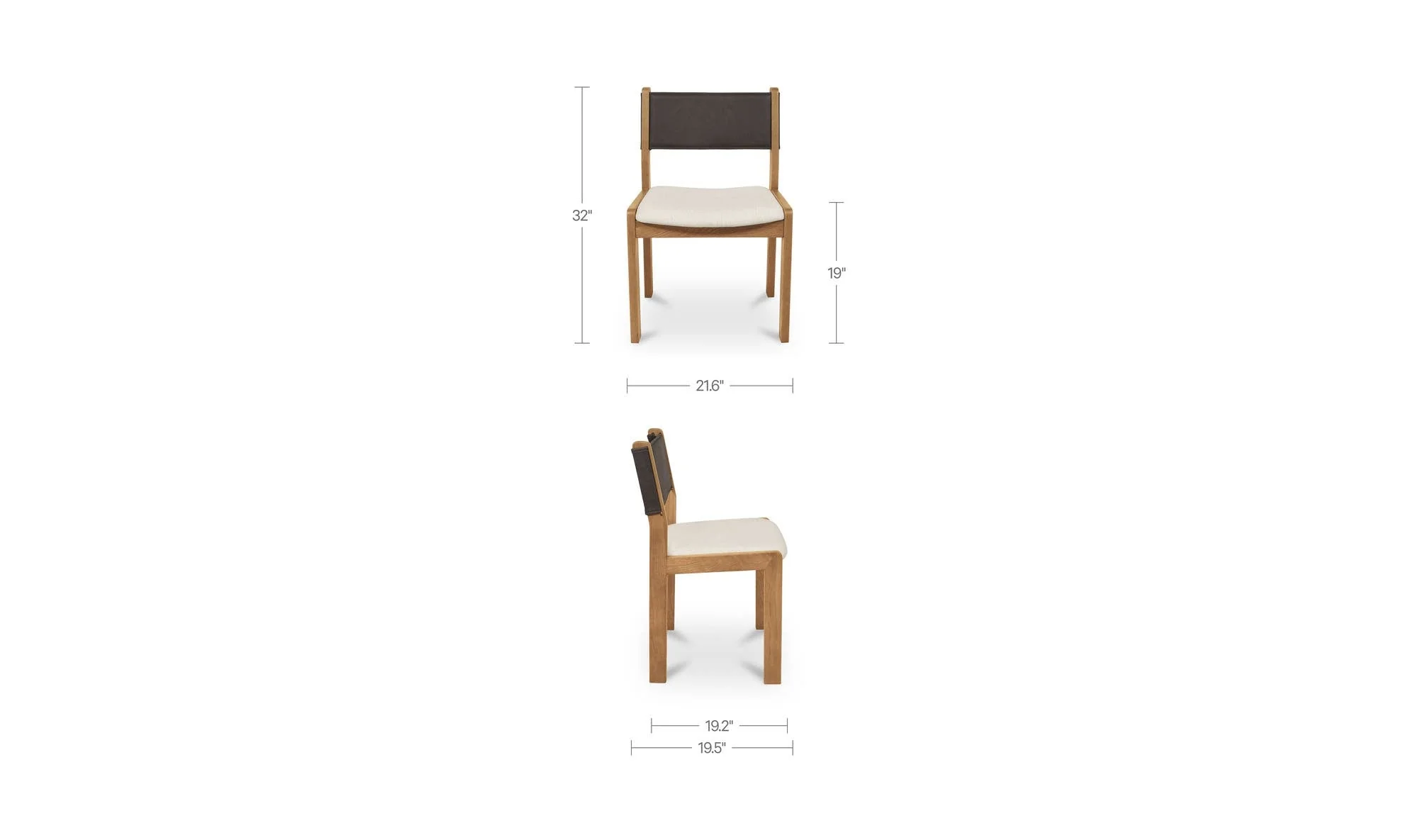 Moe's Home Carol Dining Chair Deep Brown Leather Set of Two - Image 11