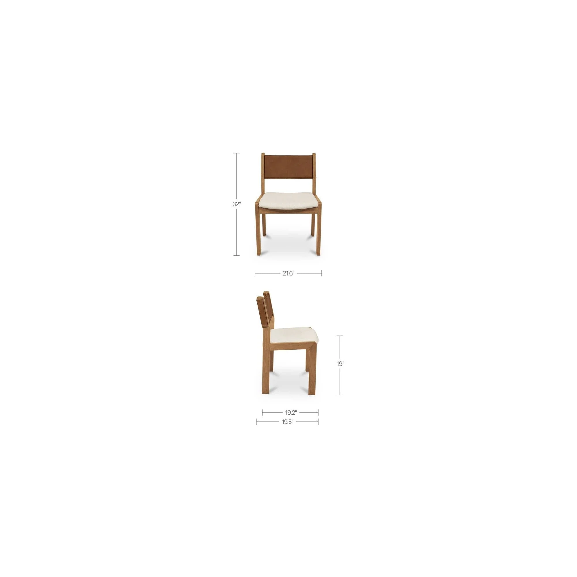 Moe's Home Carol Dining Chair Tan Leather Set of Two - Image 11
