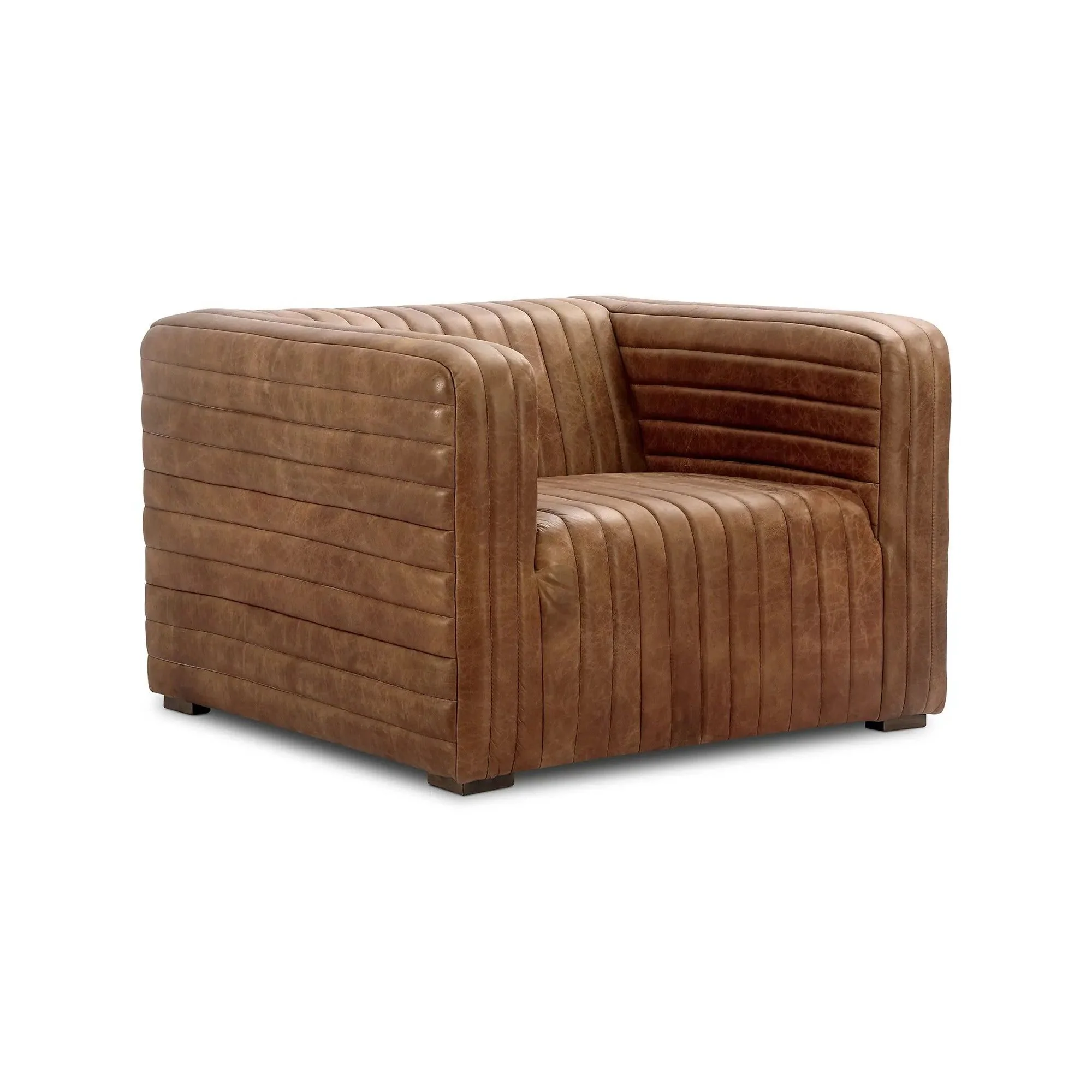 Moe's Home Collection Castle Open Road Brown Leather Chair - Image 3