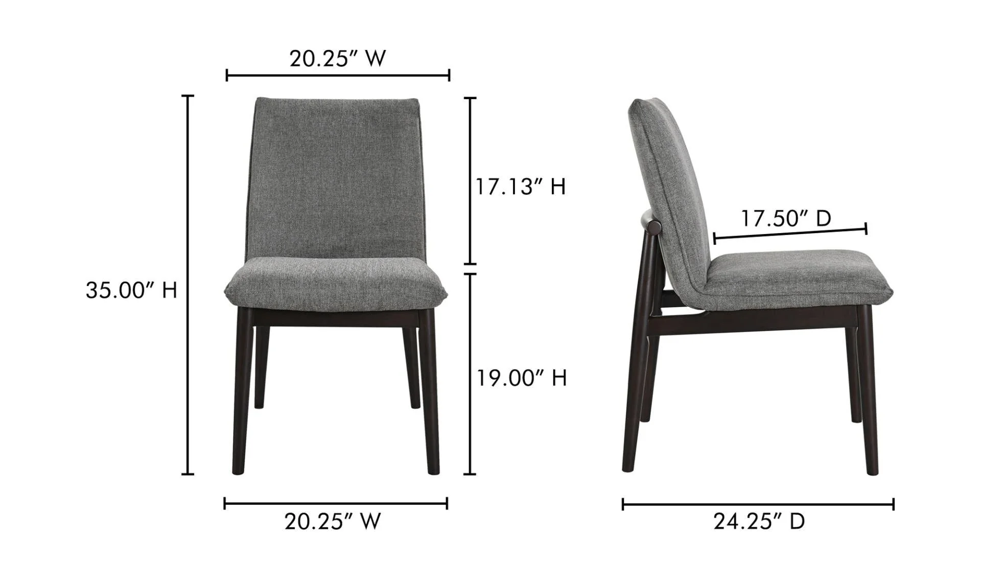 Moe's Home Charlie Dining Chair Dark Grey – Set Of Two - Image 8
