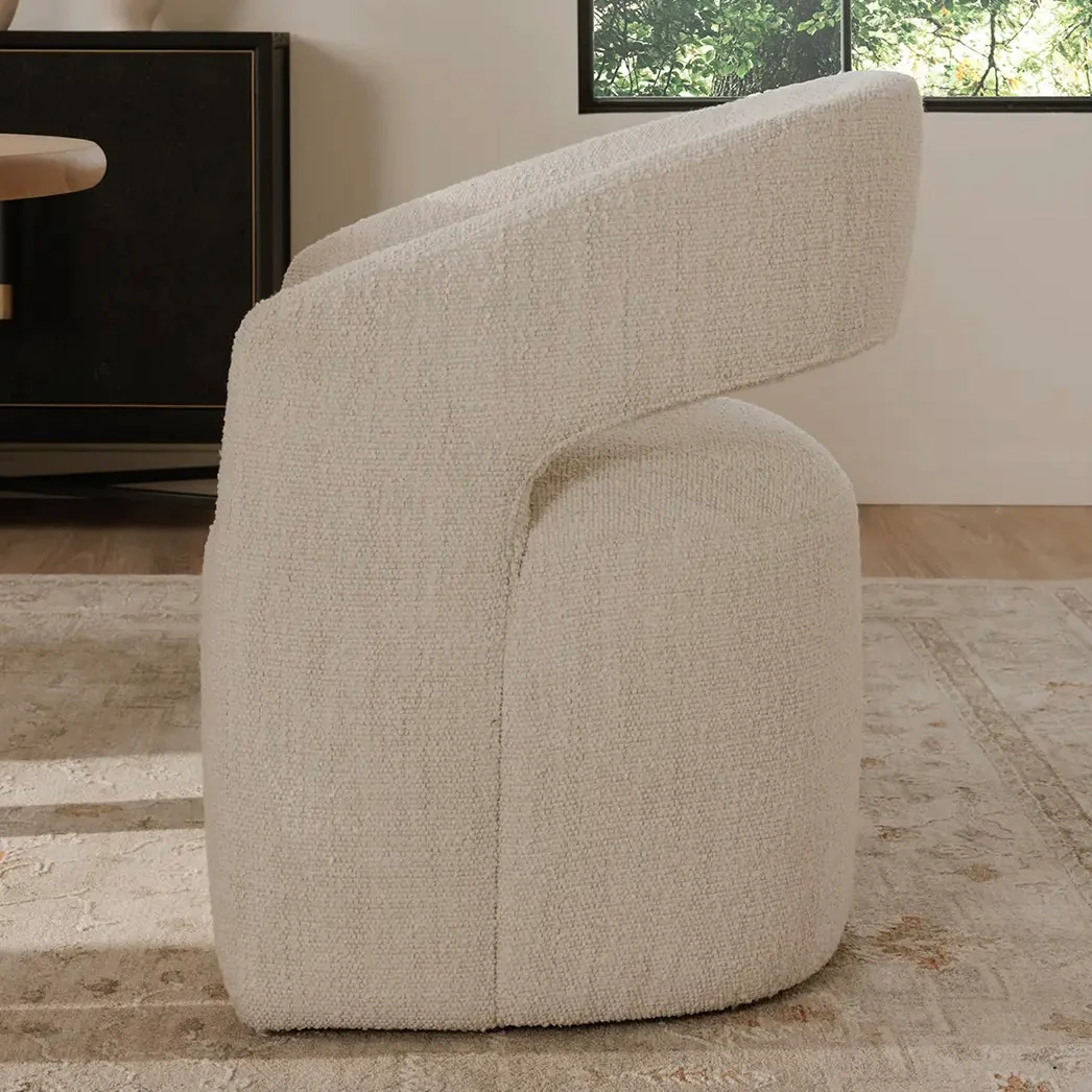 Moe's Home Collection Barrow White Mist Performance Boucle Rolling Dining Chair - Image 2