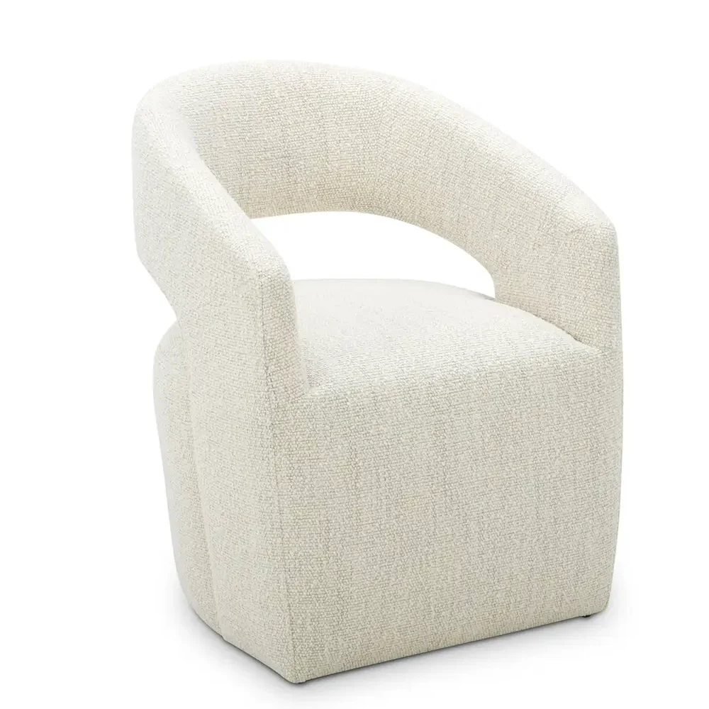 Moe's Home Collection Barrow White Mist Performance Boucle Rolling Dining Chair - Image 5
