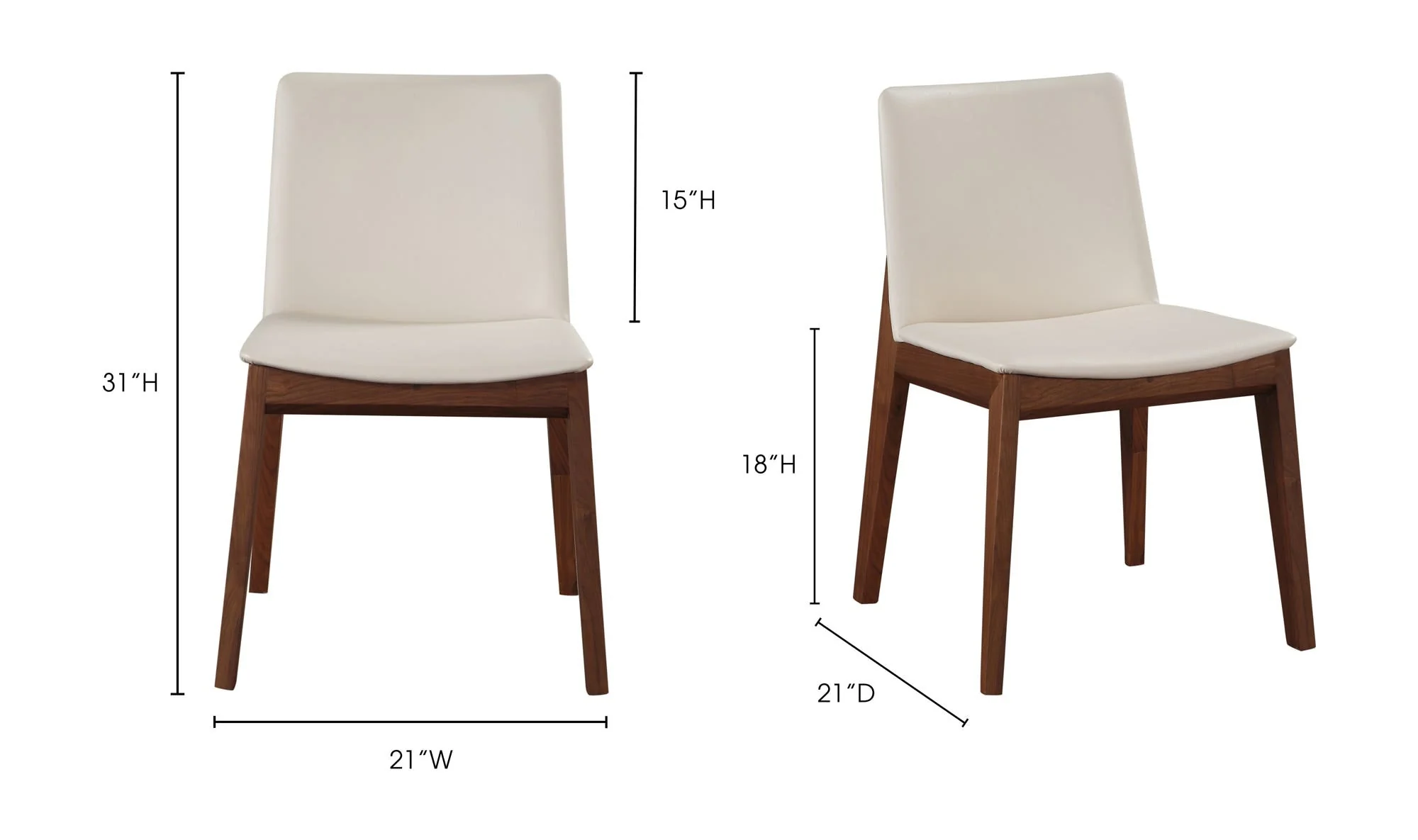 Moe's Home Deco Dining Chair Cream White PVC - Set Of Two - Image 9