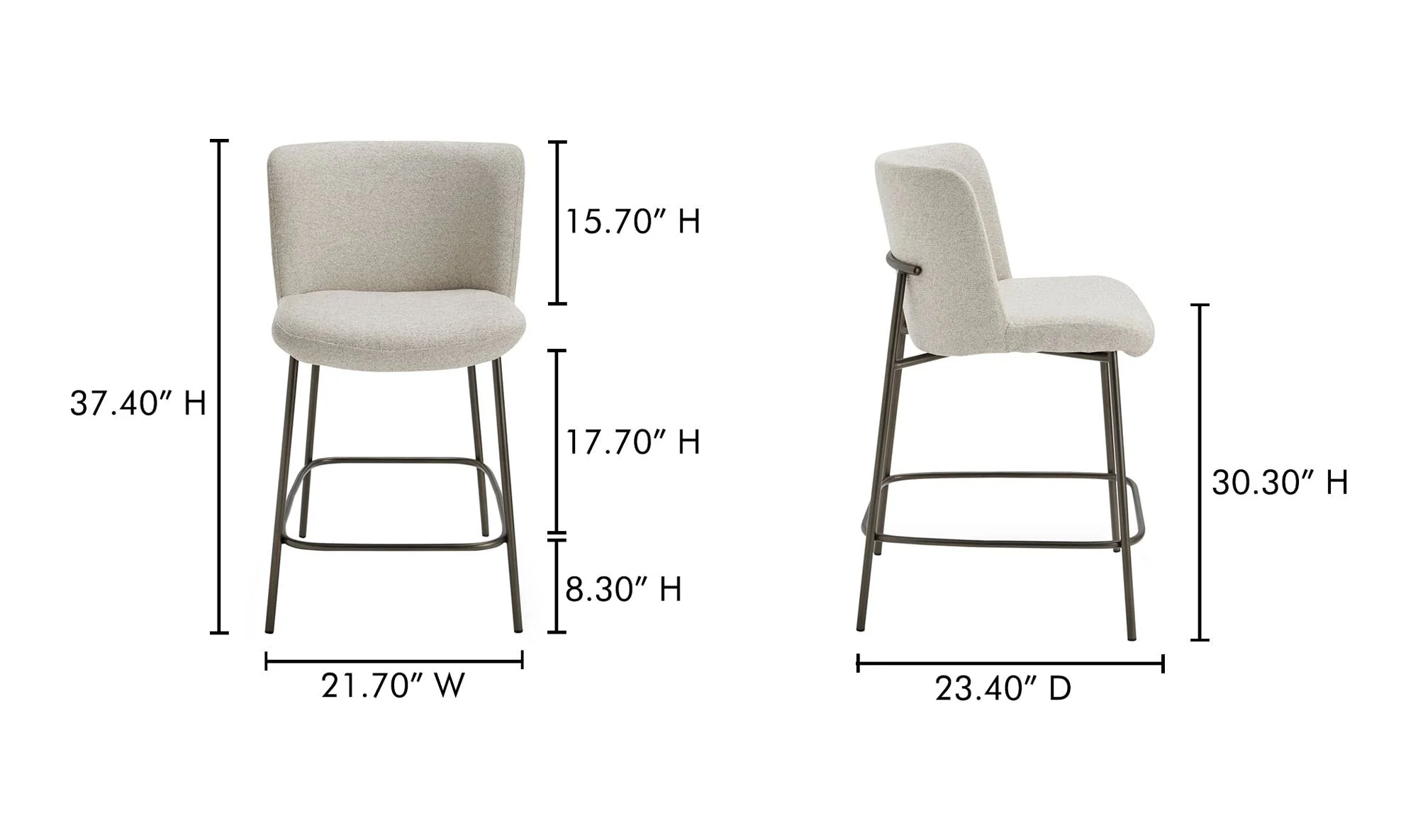 Moe's Home Early Counter Stool Beige - Image 9