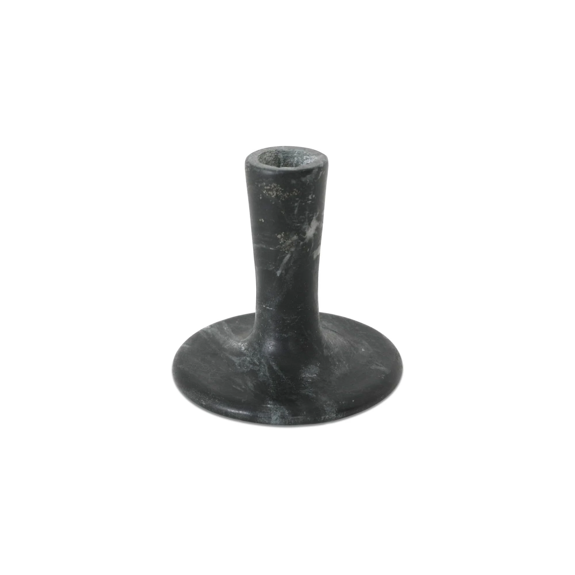 Moe's Home East Short Candle Holder Black Veined Marble