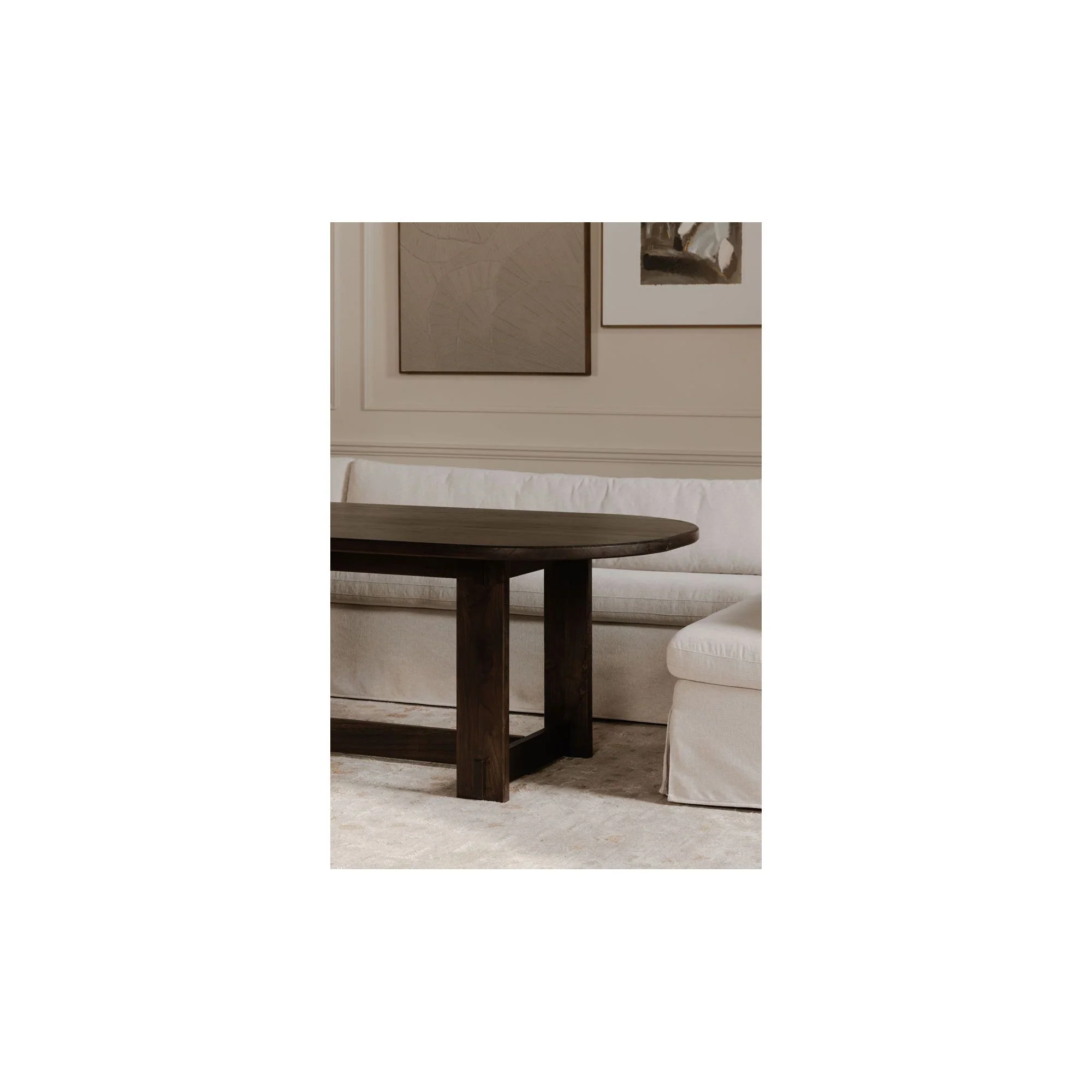 Moe's Home Fable Slipcover Dining Banquette L-Shape Beige 139.5 in. - Image 4