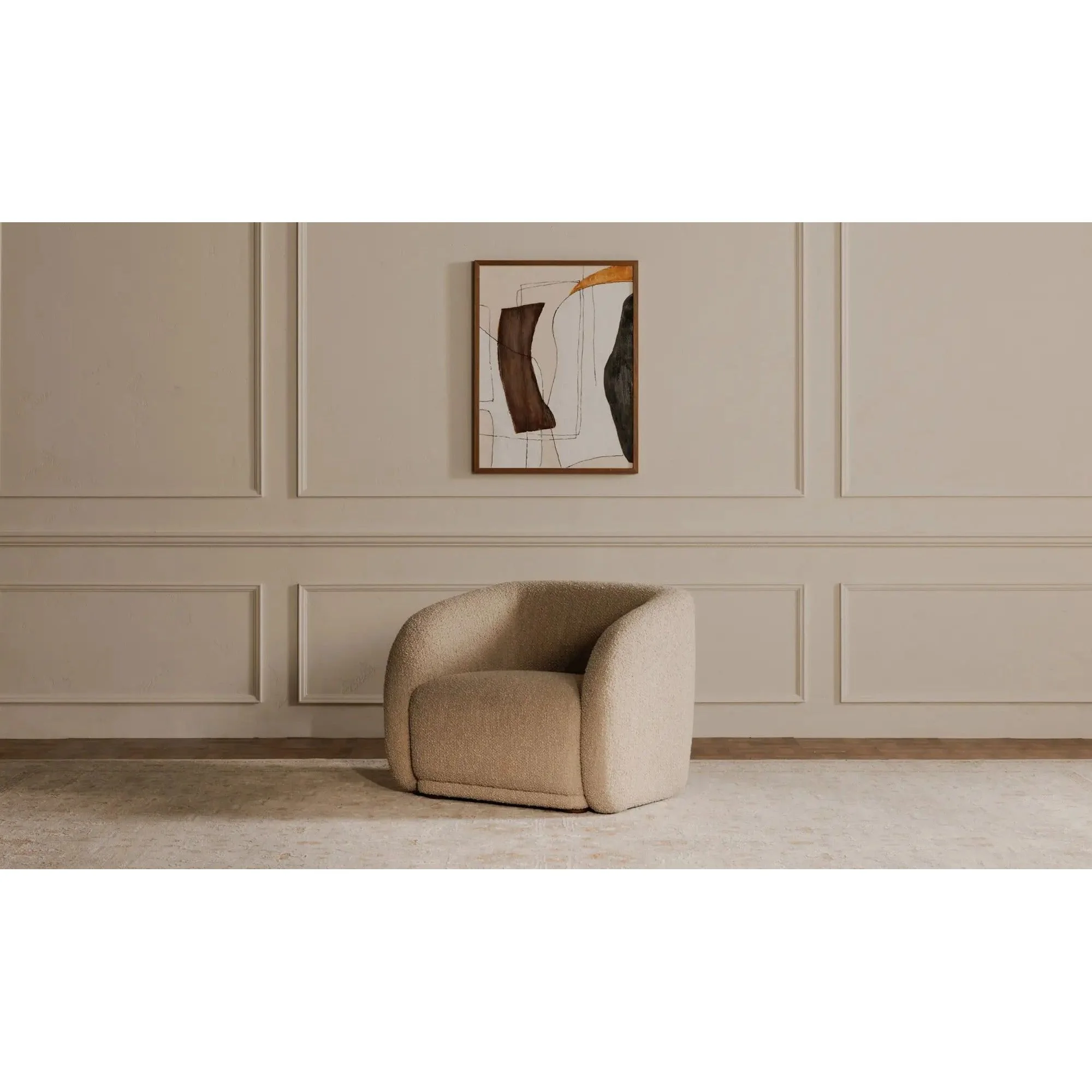Moe's Home Collection Faye Beige Boucle Accent Chair - Image 3