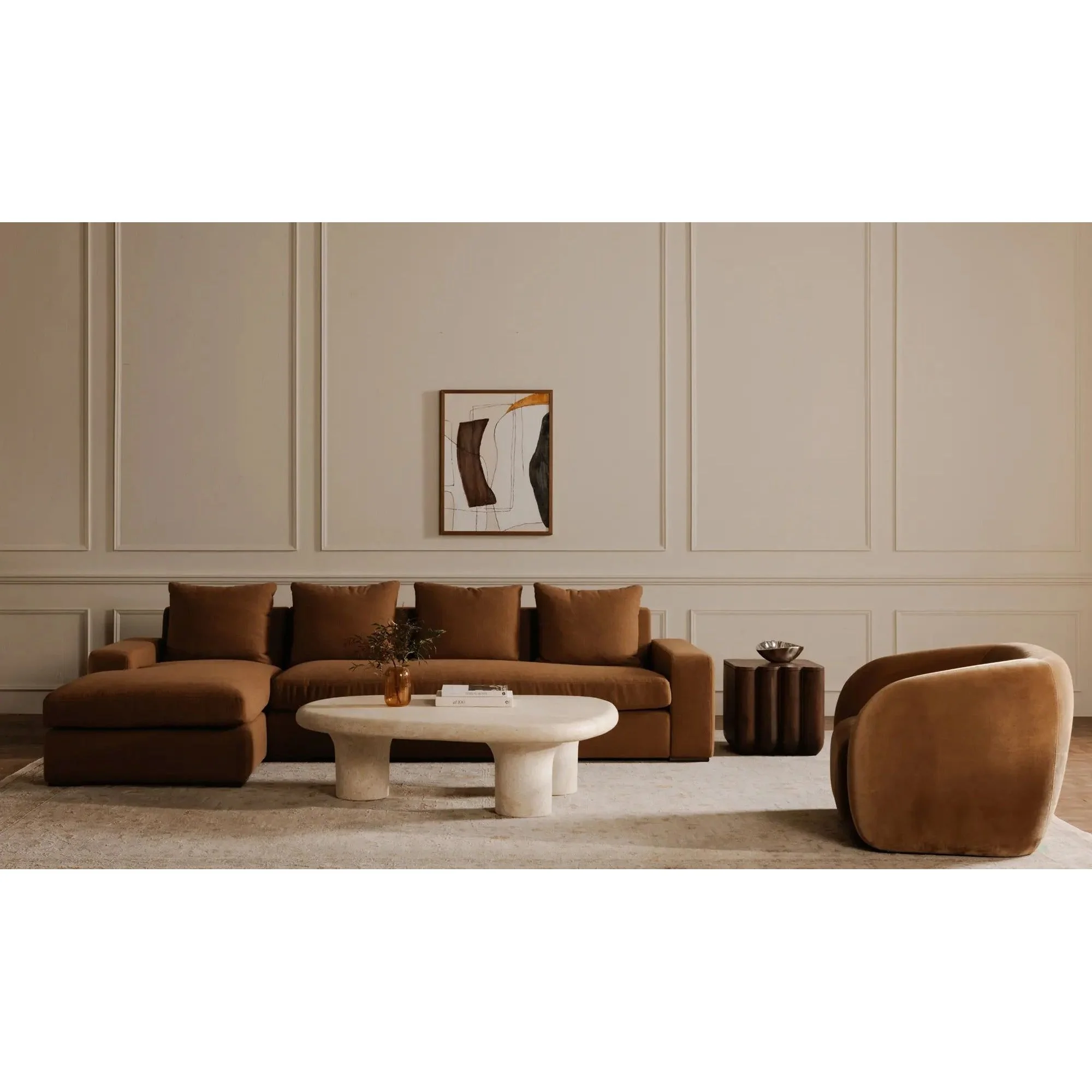 Moe's Home Collection Faye Tan Faux Mohair Accent Chair - Image 2