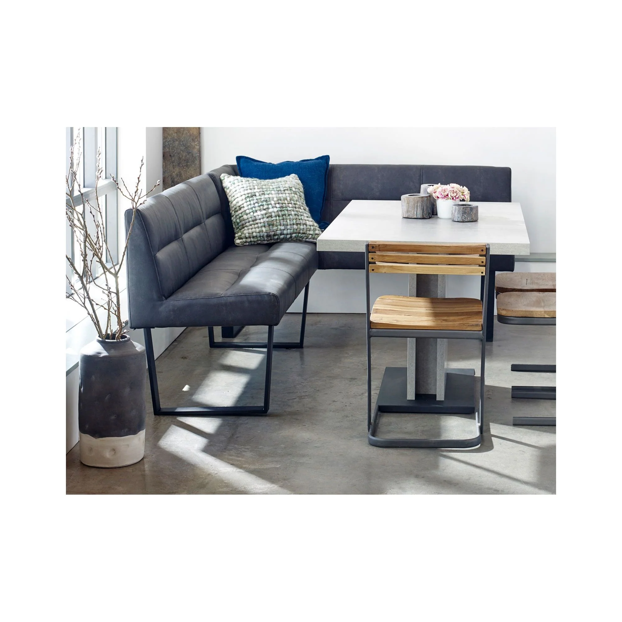 Moe's Home Hanlon Corner Bench Dark Grey - Image 3